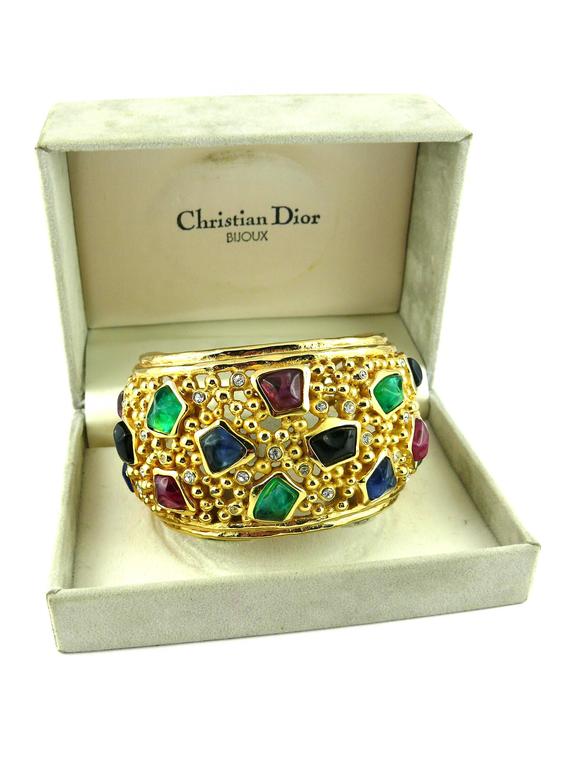 Christian Dior Vintage Multi Stone Cuff Bracelet at 1stDibs