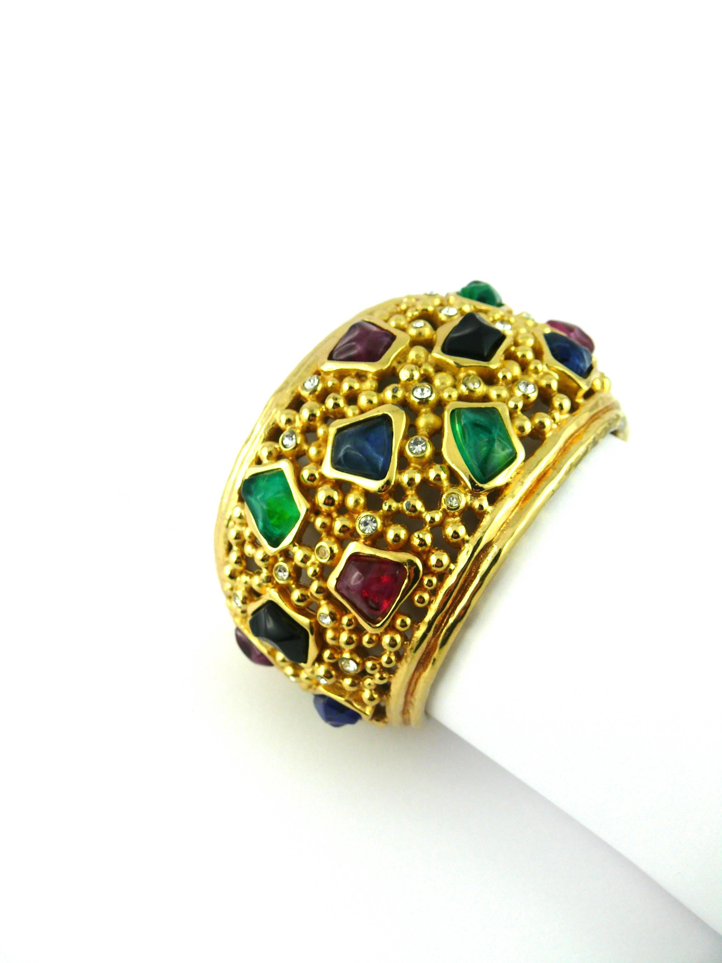 Christian Dior Vintage Multi Stone Cuff Bracelet In Excellent Condition In Nice, FR