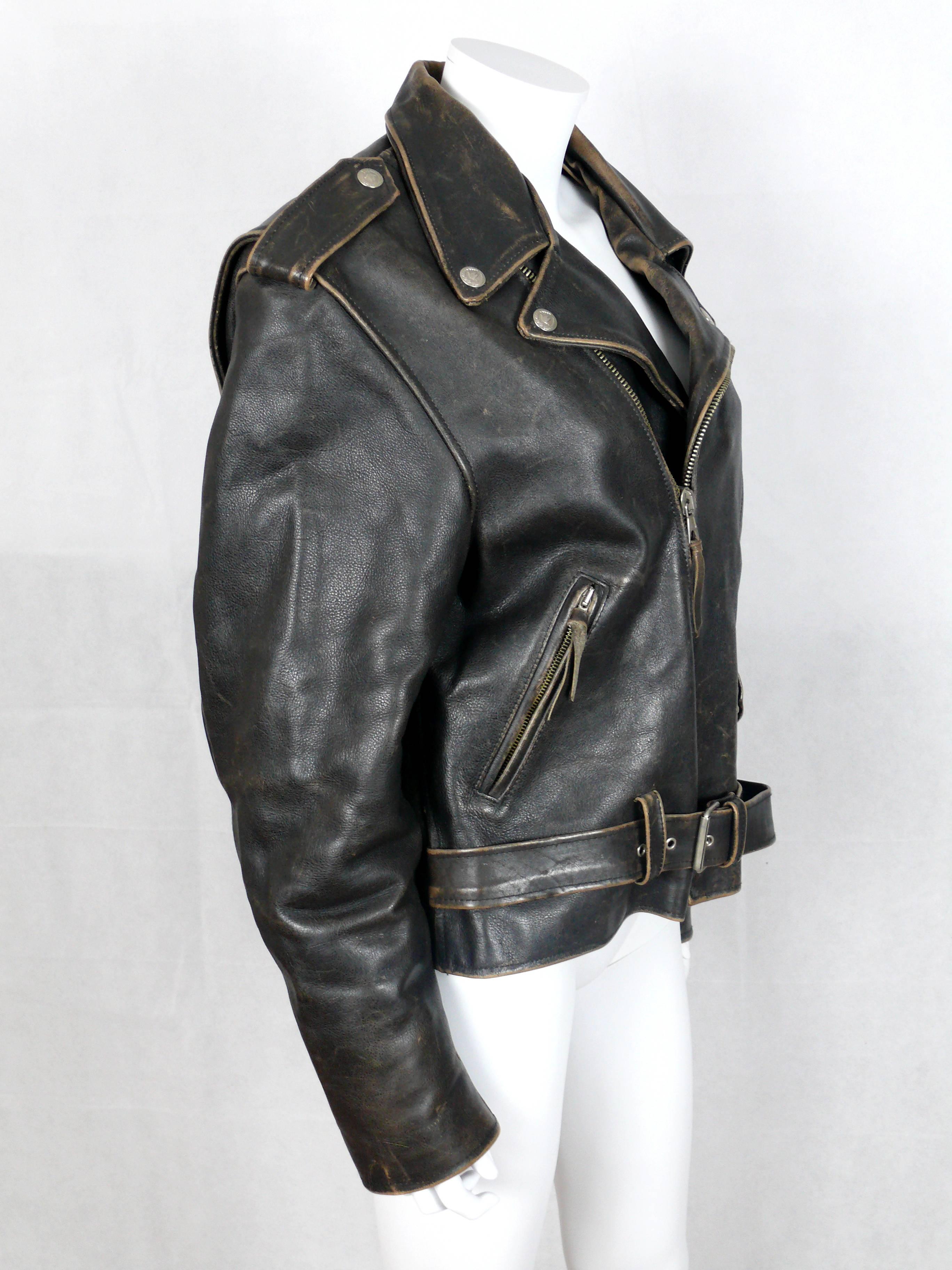 Moschino Vintage Iconic Peace Lederjacke, ca. 1990 für Damen oder Herren
