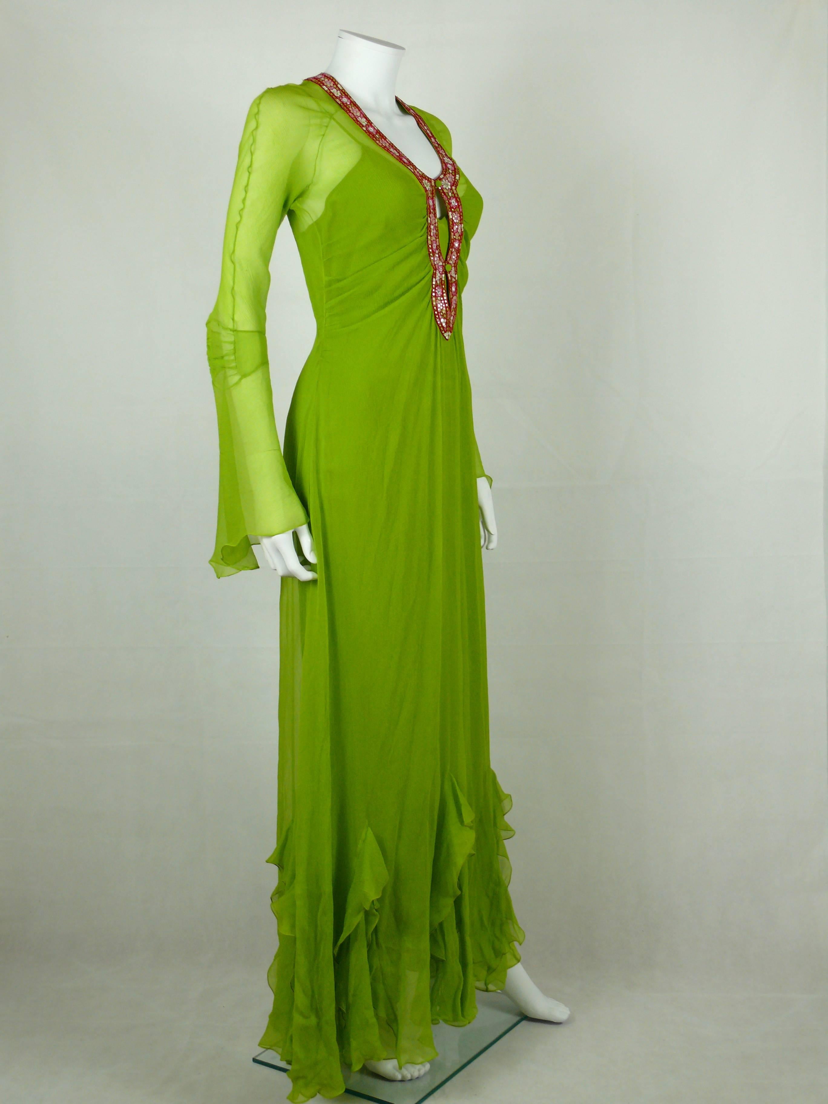 Christian Dior Ruffled Chiffon Dress In Good Condition For Sale In Nice, FR