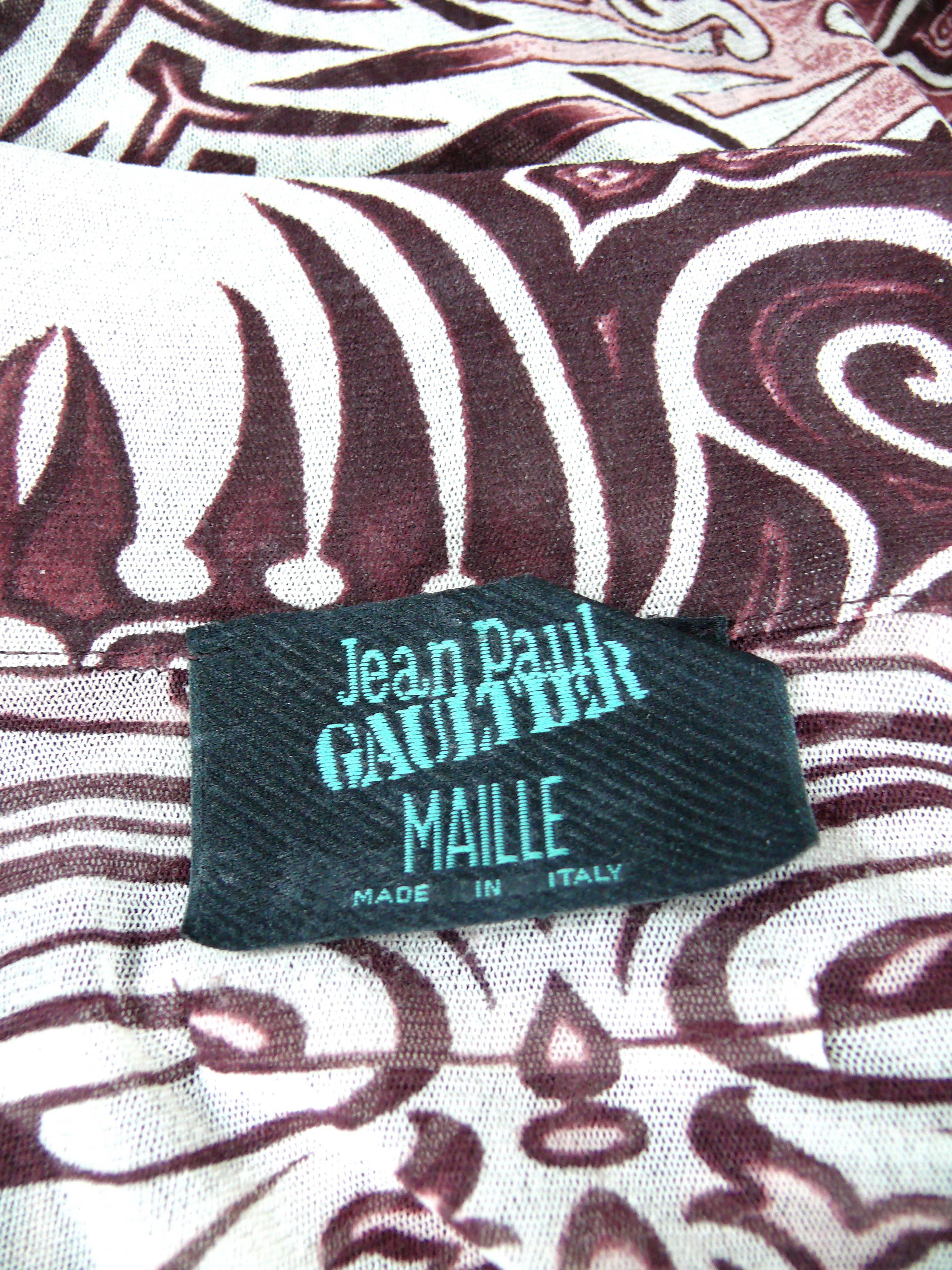 Jean Paul Gaultier Vintage Fuzzi Mesh Tribal Tatto Shirt Unisex Size M 1