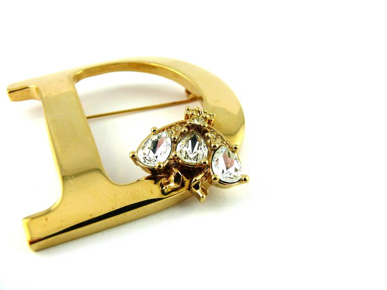 Christian Dior Vintage D and Diamante Bee Brooch at 1stDibs | dior