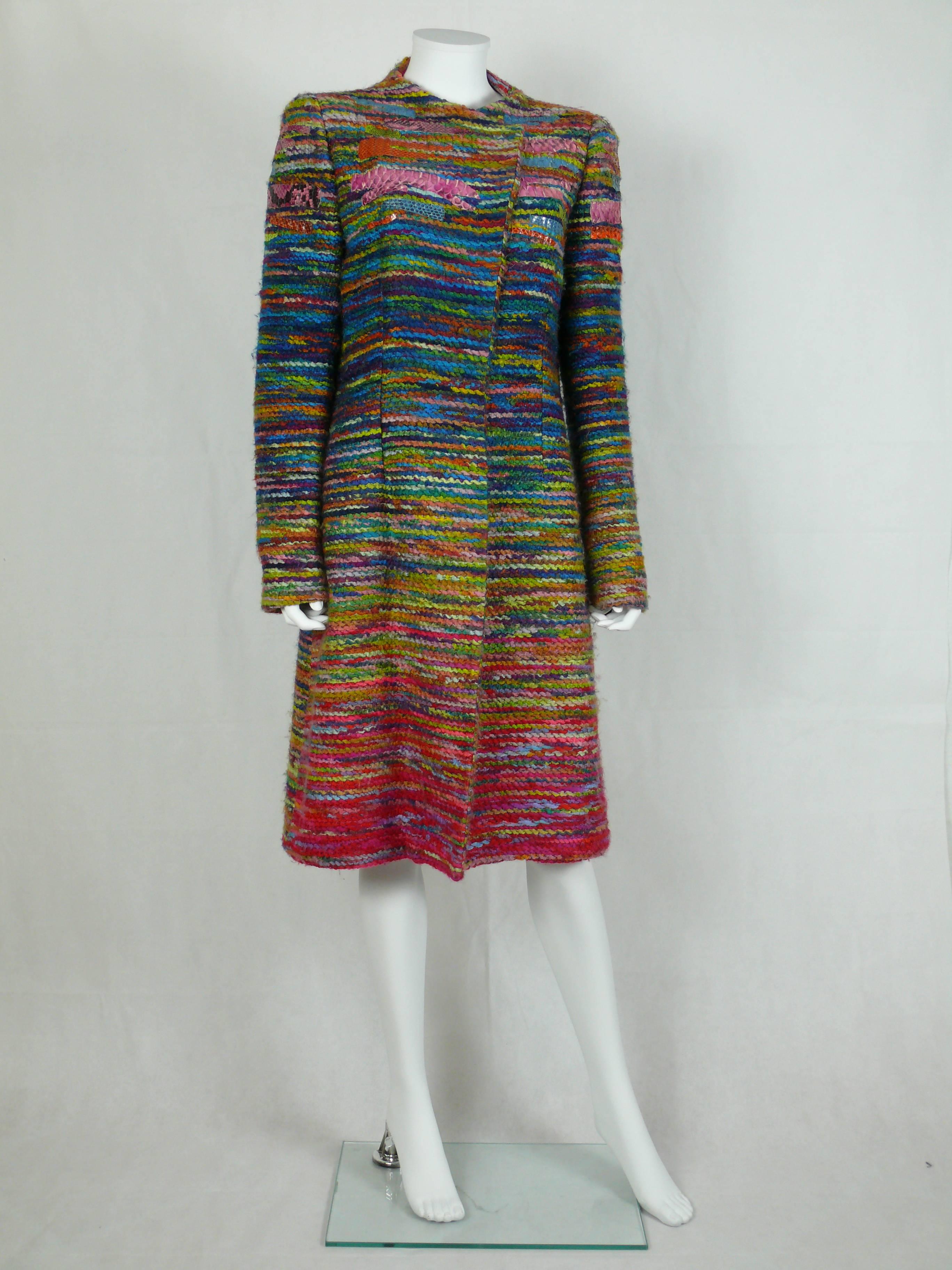 Christian Lacroix Vintage Rainbow Coat and Stole In Good Condition In Nice, FR