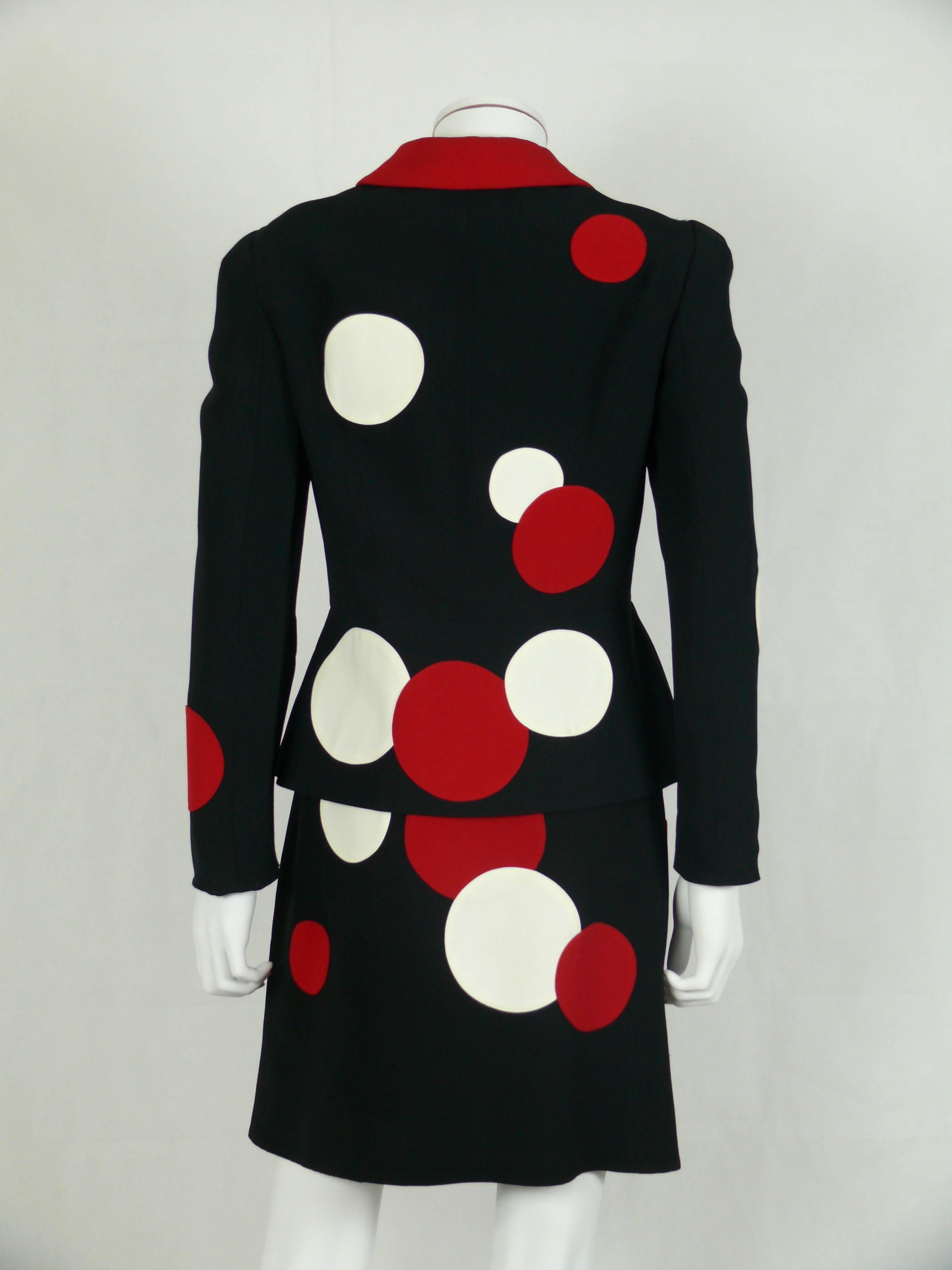 Moschino Vintage Black Polka Dot Skirt Suit 1