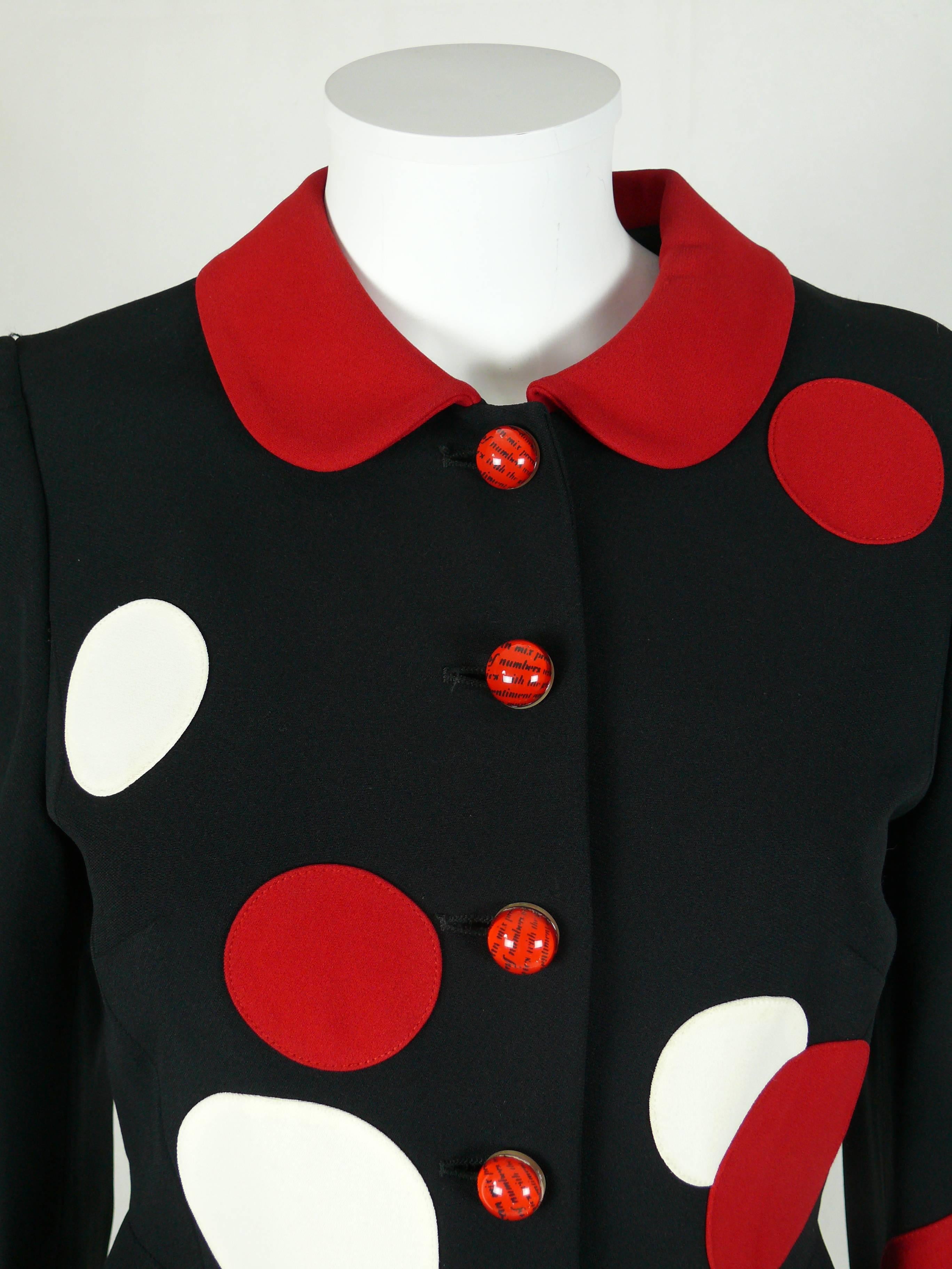 Women's Moschino Vintage Black Polka Dot Skirt Suit