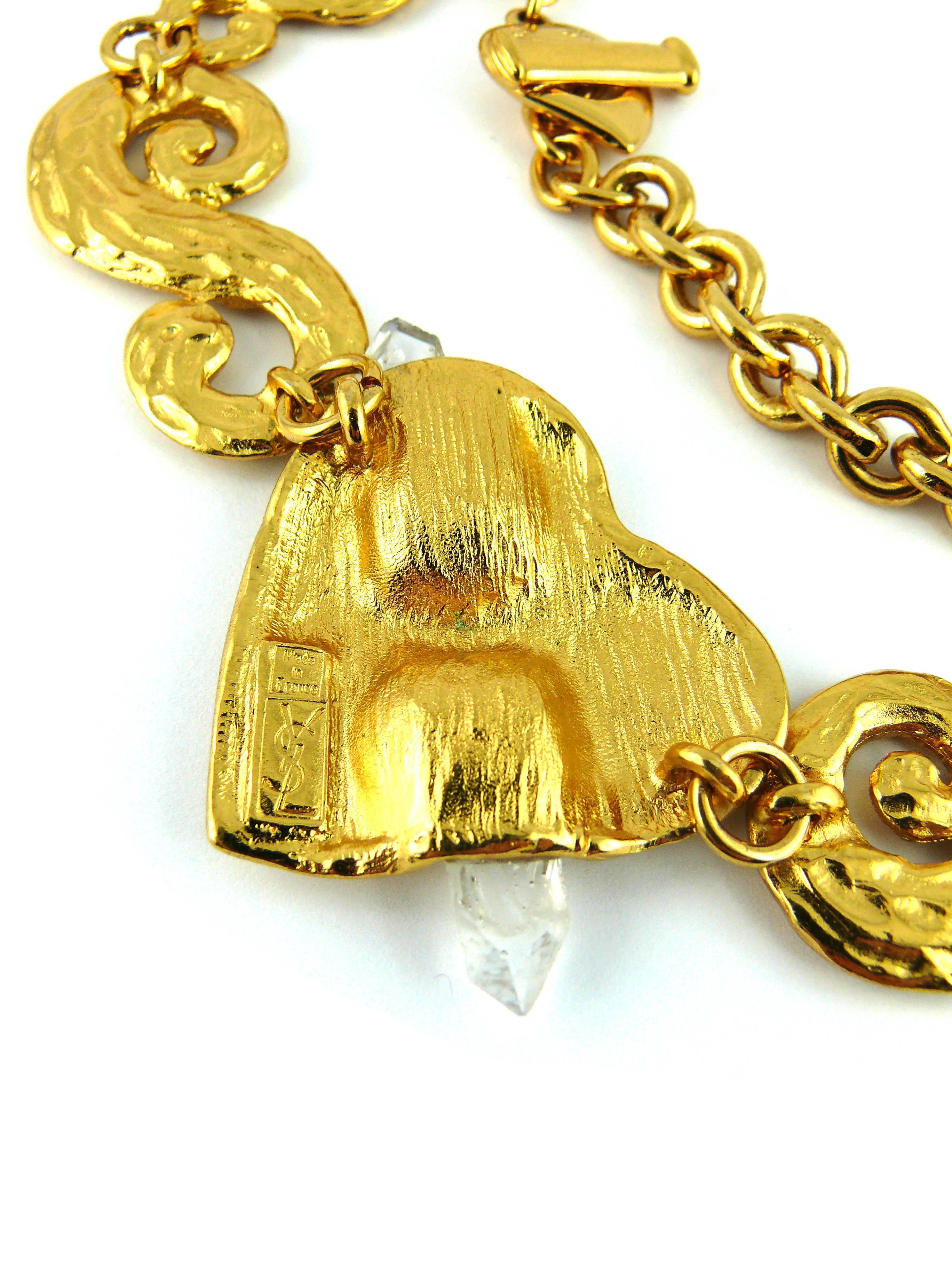 Yves Saint Laurent YSL Vintage Heart Necklace with Quartz Prism In Excellent Condition In Nice, FR