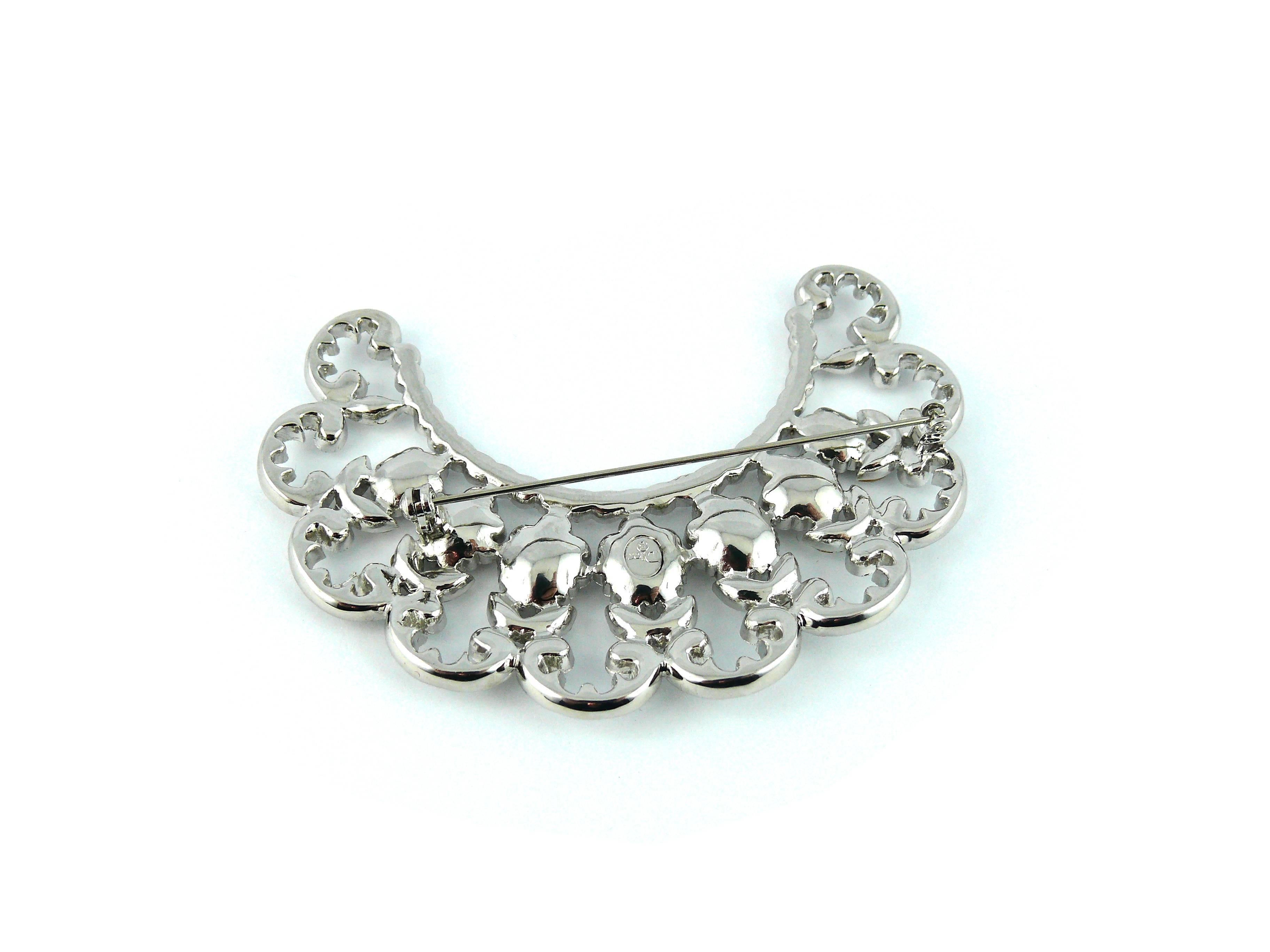Women's Christian Dior Lovely Floral Diamante Crescent Brooch