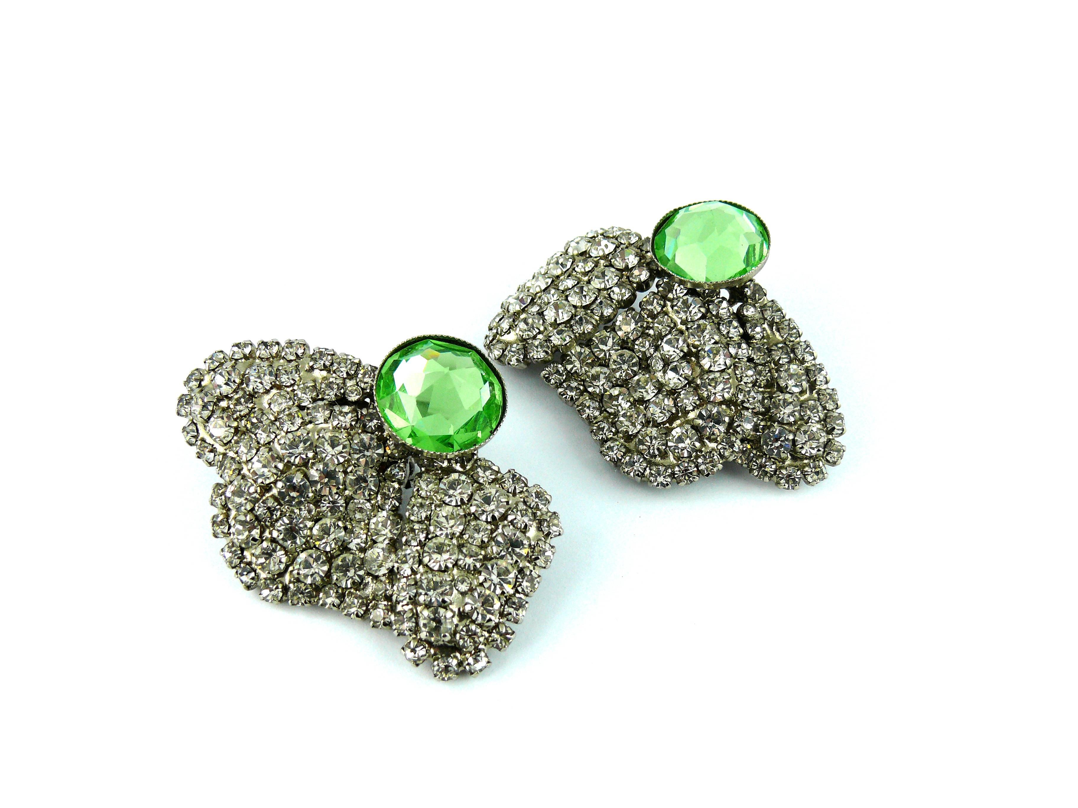 Yves Saint Laurent YSL Goossens Massive Vintage Rare Crystal Clip-On Earrings In Excellent Condition In Nice, FR