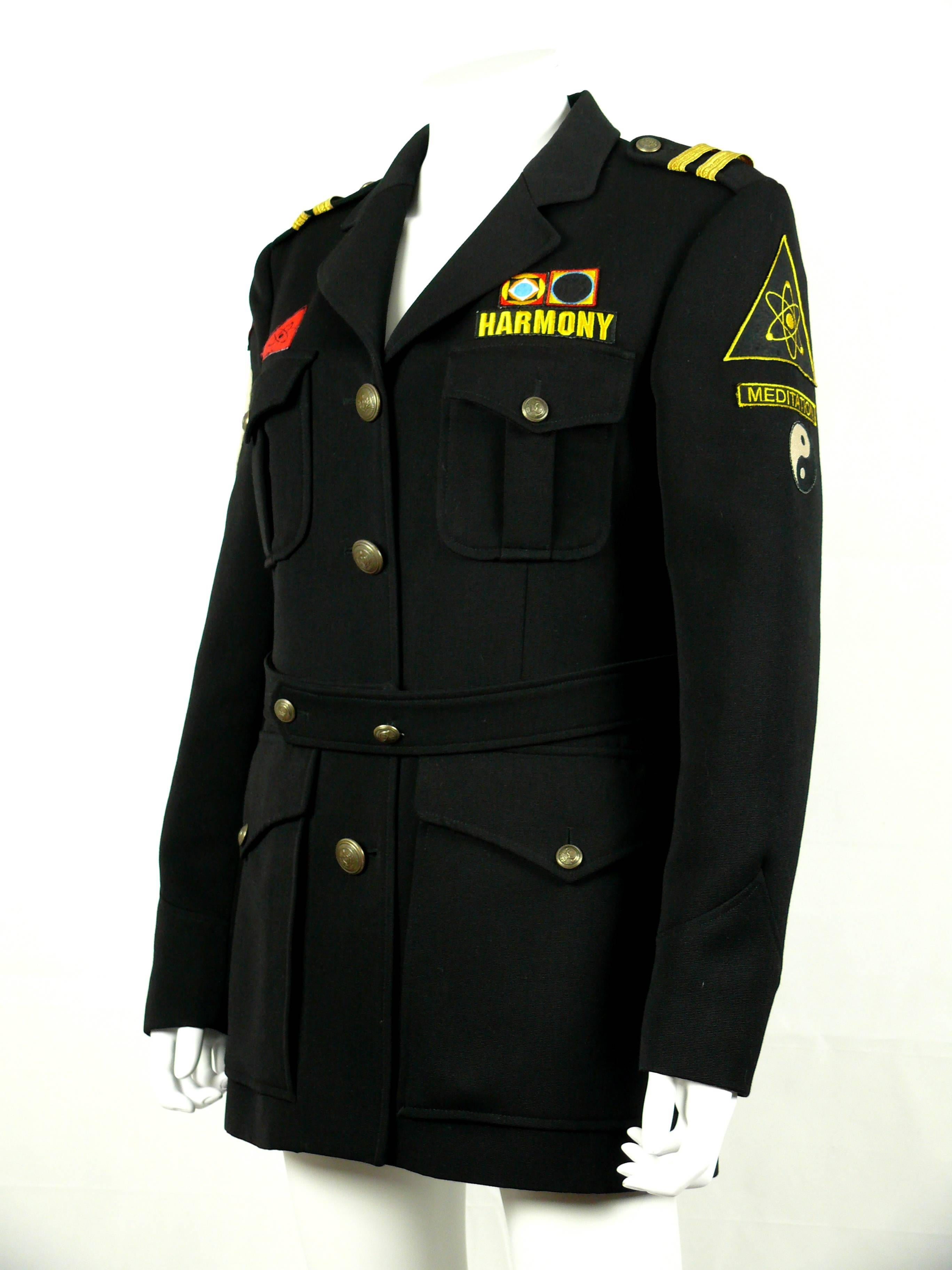 Black Moschino Vintage Military Style Harmony Wool Jacket  