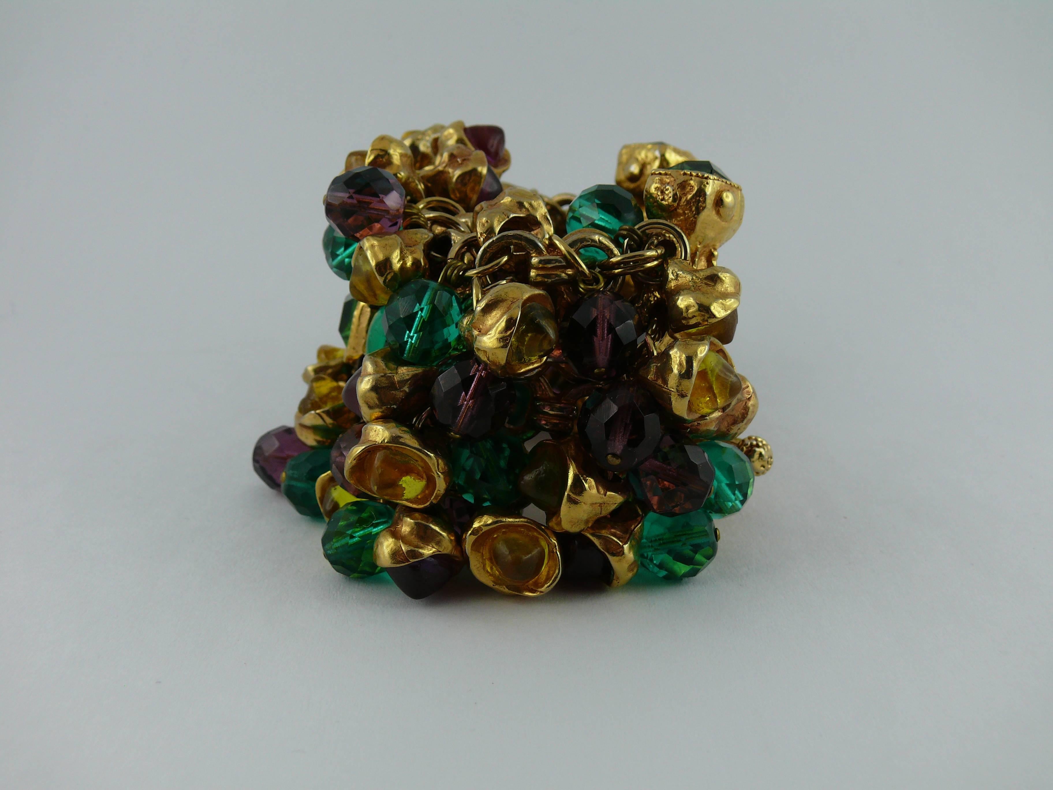 Women's Kalinger Vintage Massive Opulent Jewelled Cuff Bracelet Circa 1980