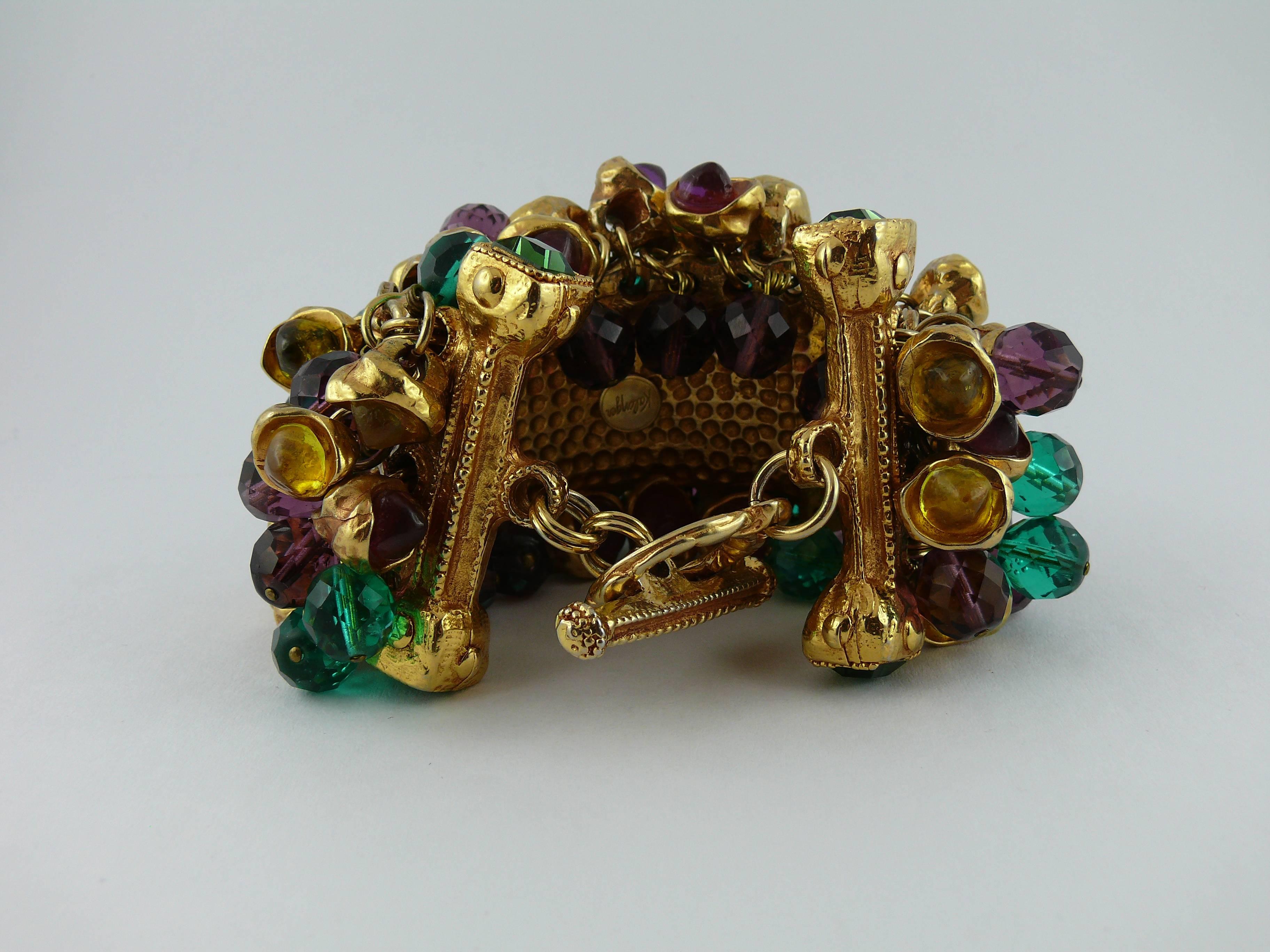 Kalinger Vintage Massive Opulent Jewelled Cuff Bracelet Circa 1980 1