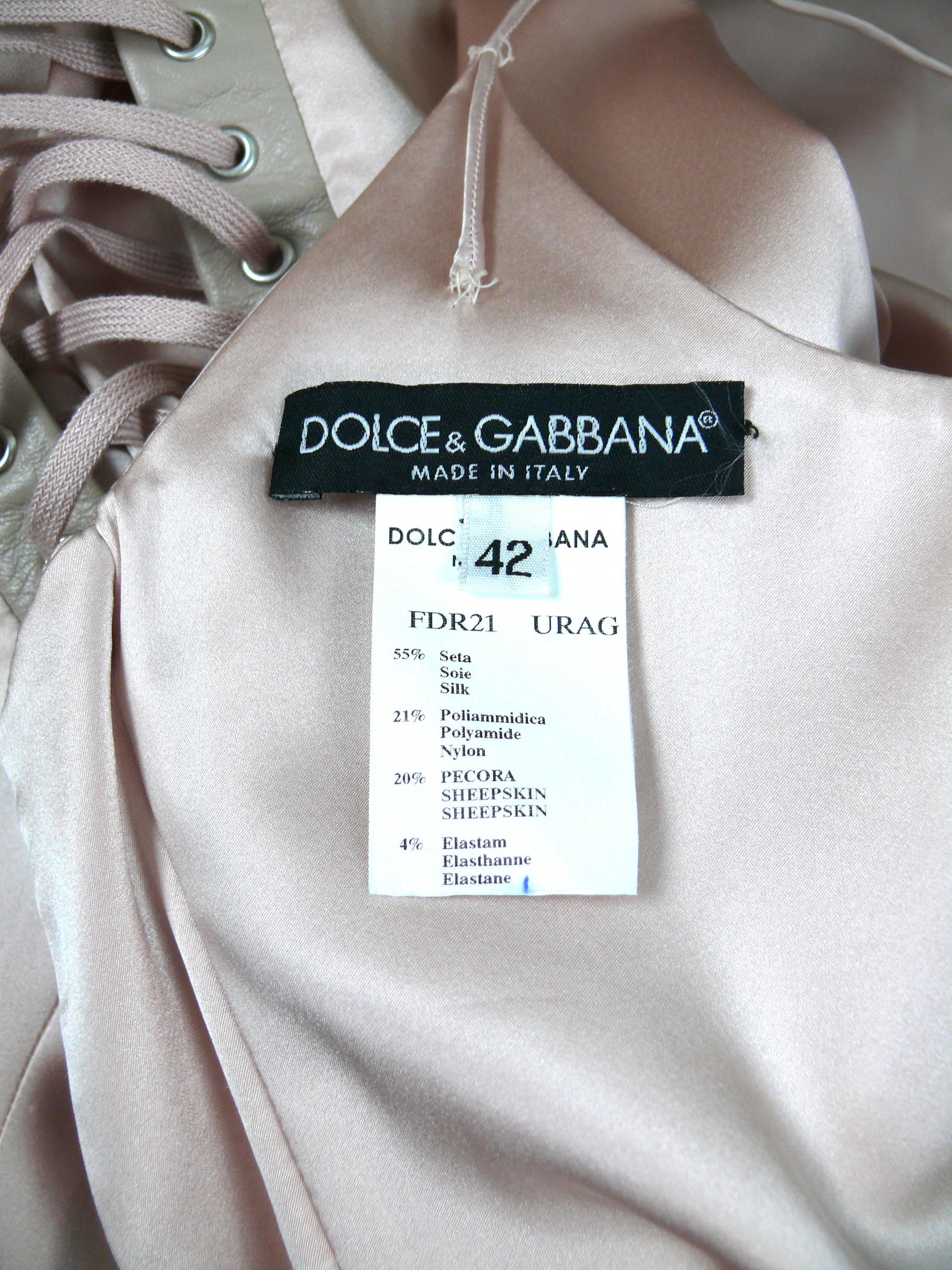 Dolce & Gabbana Runway Nude Lace Up Gown Dress Spring/Summer 2003 In Fair Condition In Nice, FR