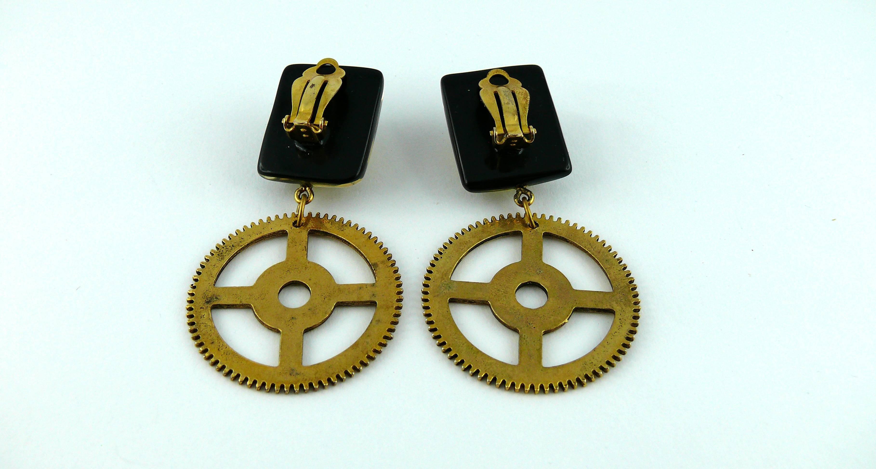 Women's Jean Paul Gaultier Vintage Rare Steampunk Watch Dangling Earrings For Sale