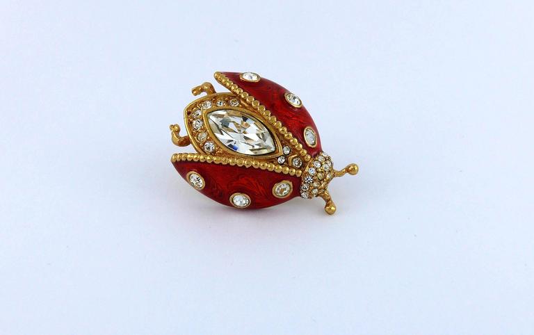 Christian Dior Boutique Vintage Rare Jewelled Ladybug Brooch at