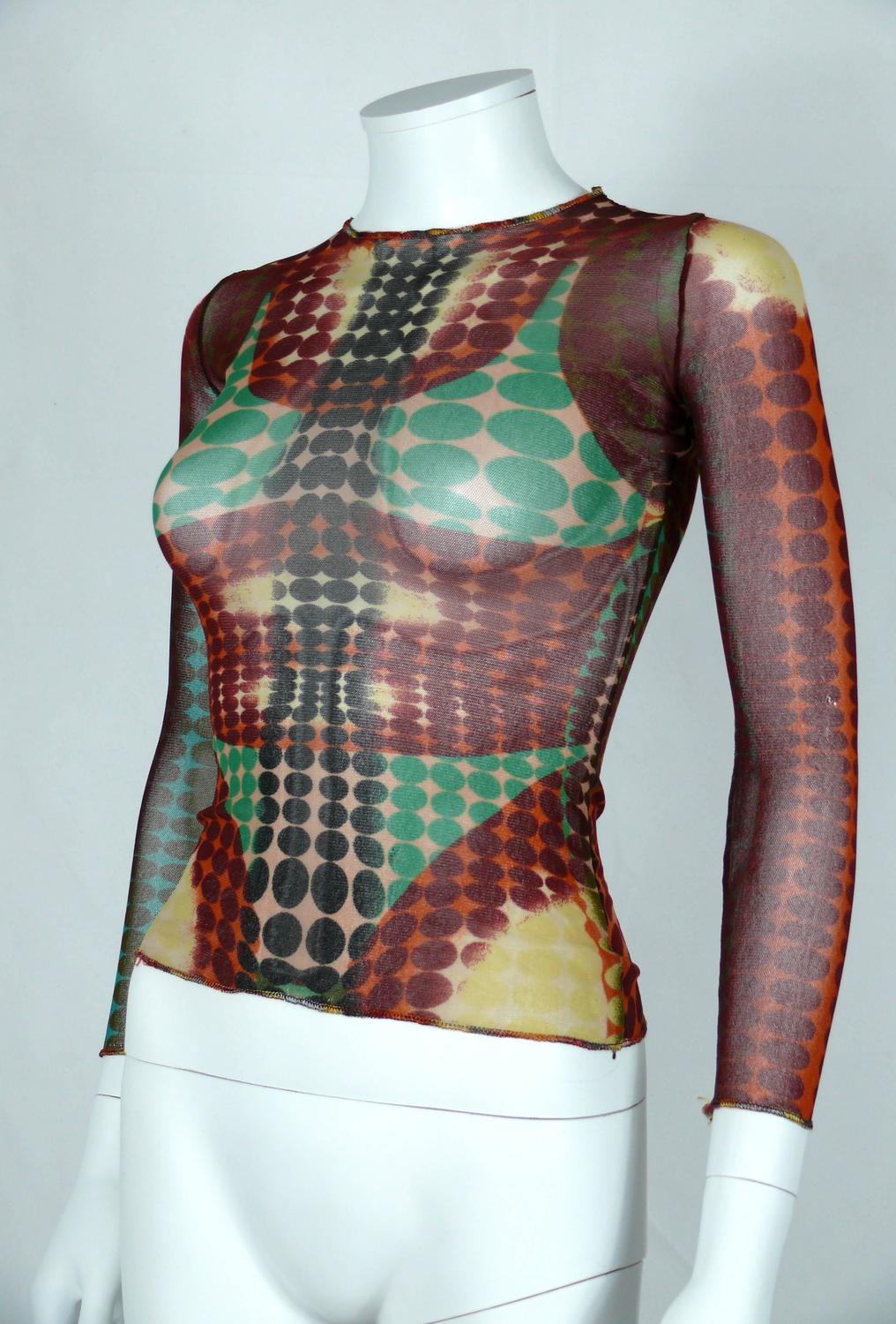 Jean Paul Gaultier Vintage Rare Optical Illusion Bikini Fuzzi Mesh Top ...