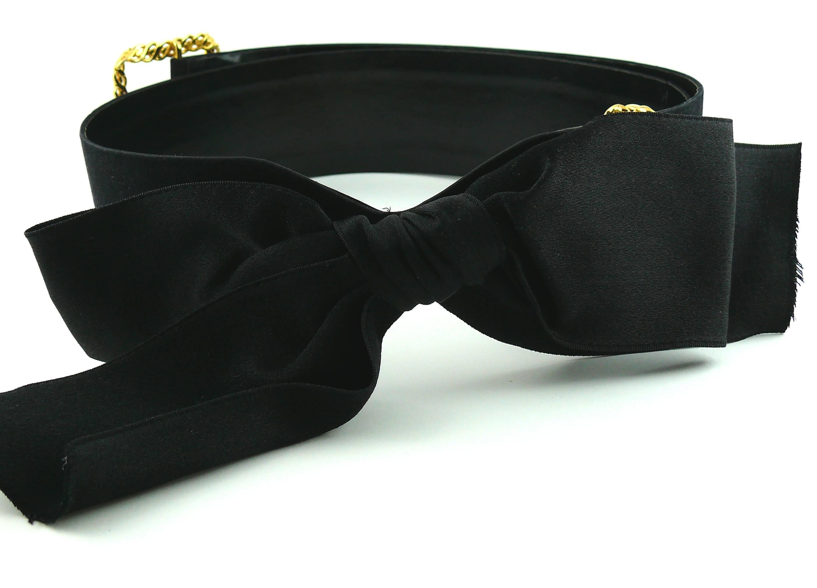Chanel Black Silk Bow Belt and Chain 1