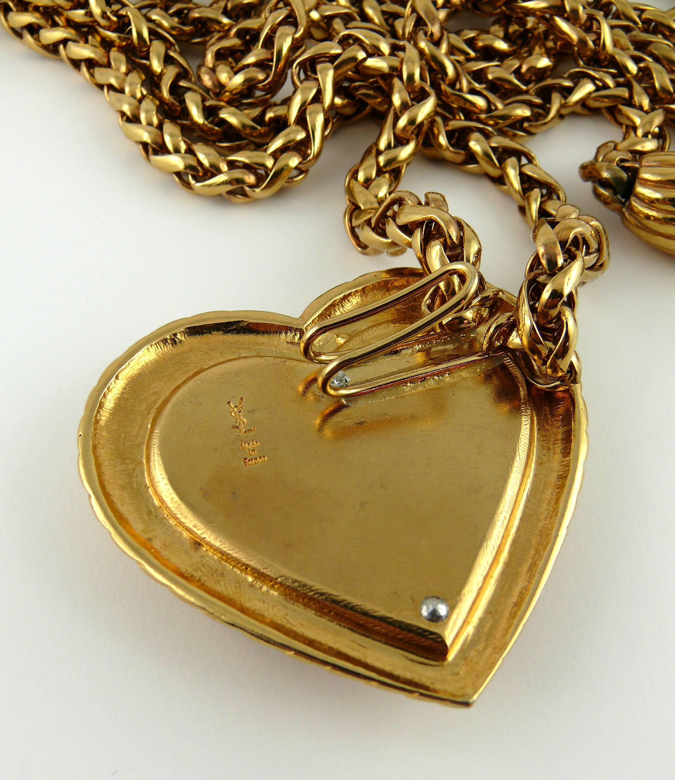 Yves Saint Laurent YSL Vintage Rare Jewelled Heart Chain Belt 2