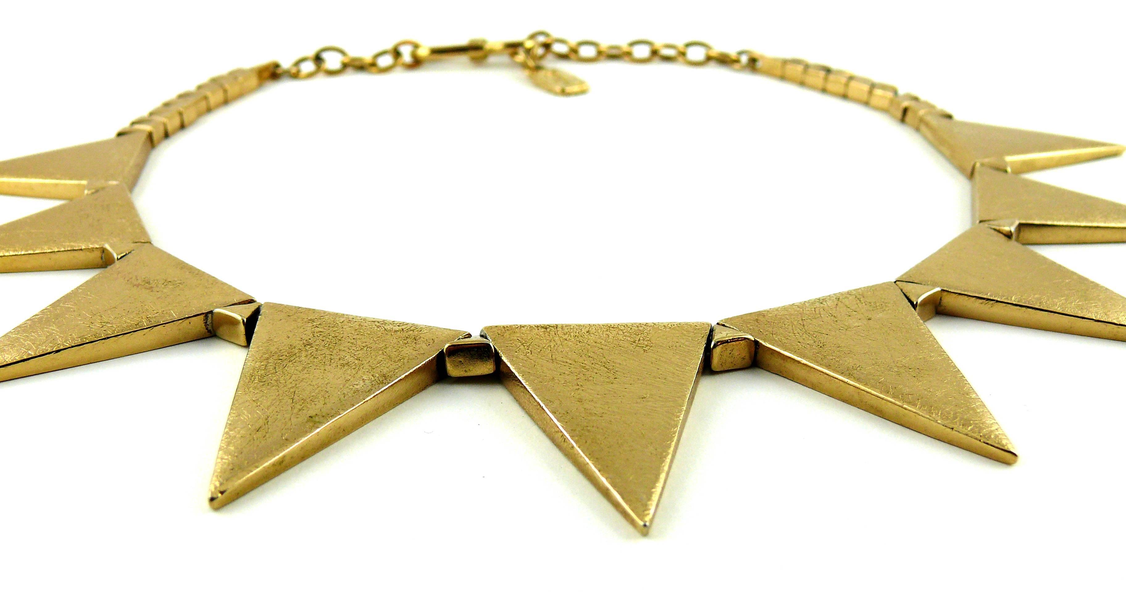 Yves Saint Laurent YSL Vintage Gold Toned Geometric Necklace In Excellent Condition In Nice, FR