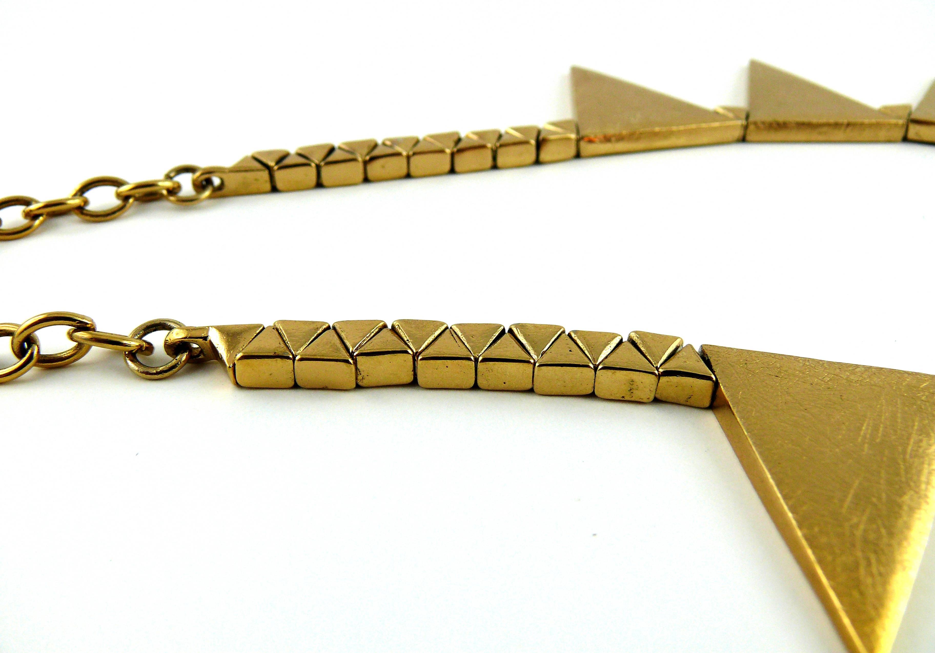 Women's Yves Saint Laurent YSL Vintage Gold Toned Geometric Necklace