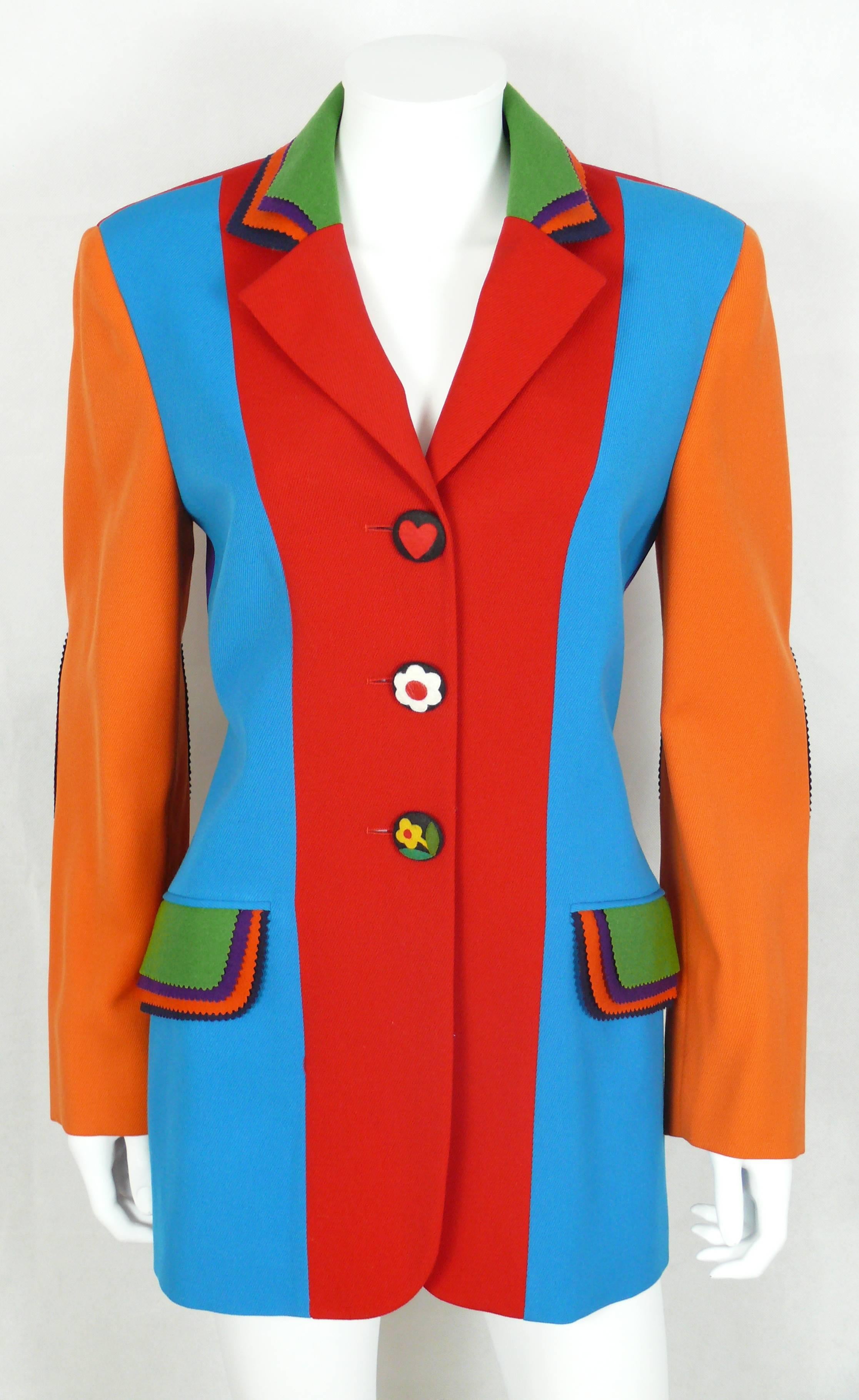 Moschino Vintage Color Blocked Wool Jacket In Excellent Condition In Nice, FR