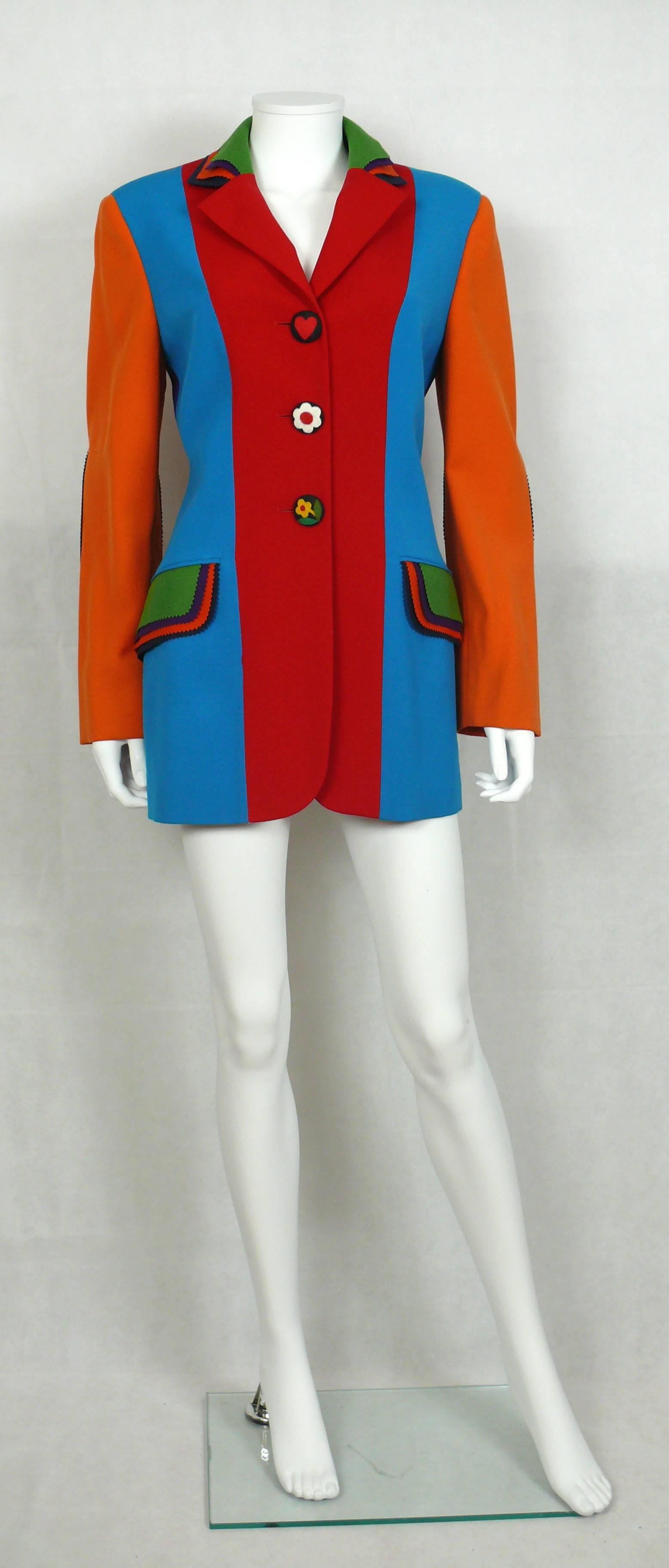 Red Moschino Vintage Color Blocked Wool Jacket