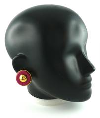 Hermes Vintage Pink Leather Clip-On Earrings