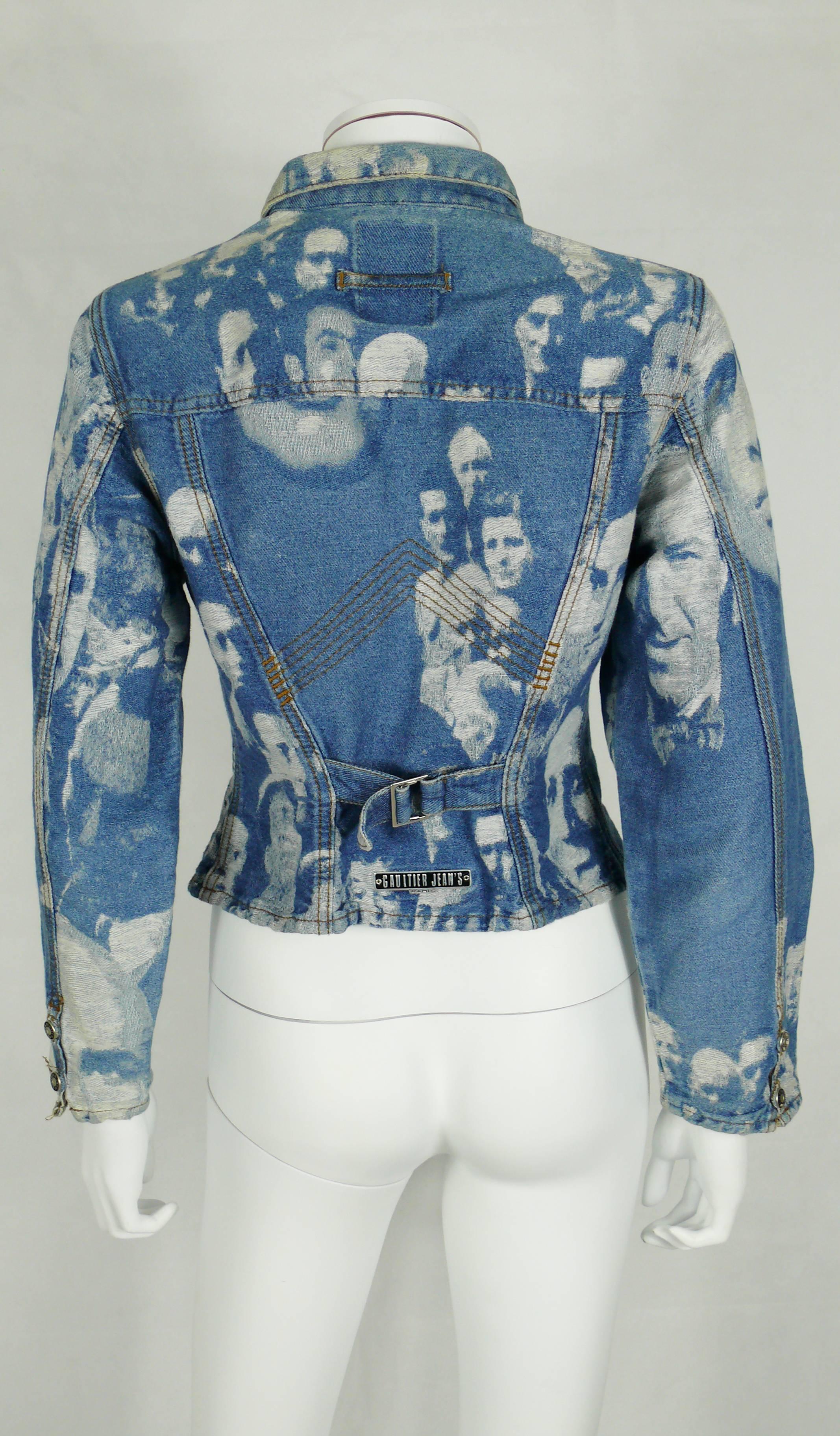 Gray Jean Paul Gaultier Vintage Face Jacquard Denim Jacket