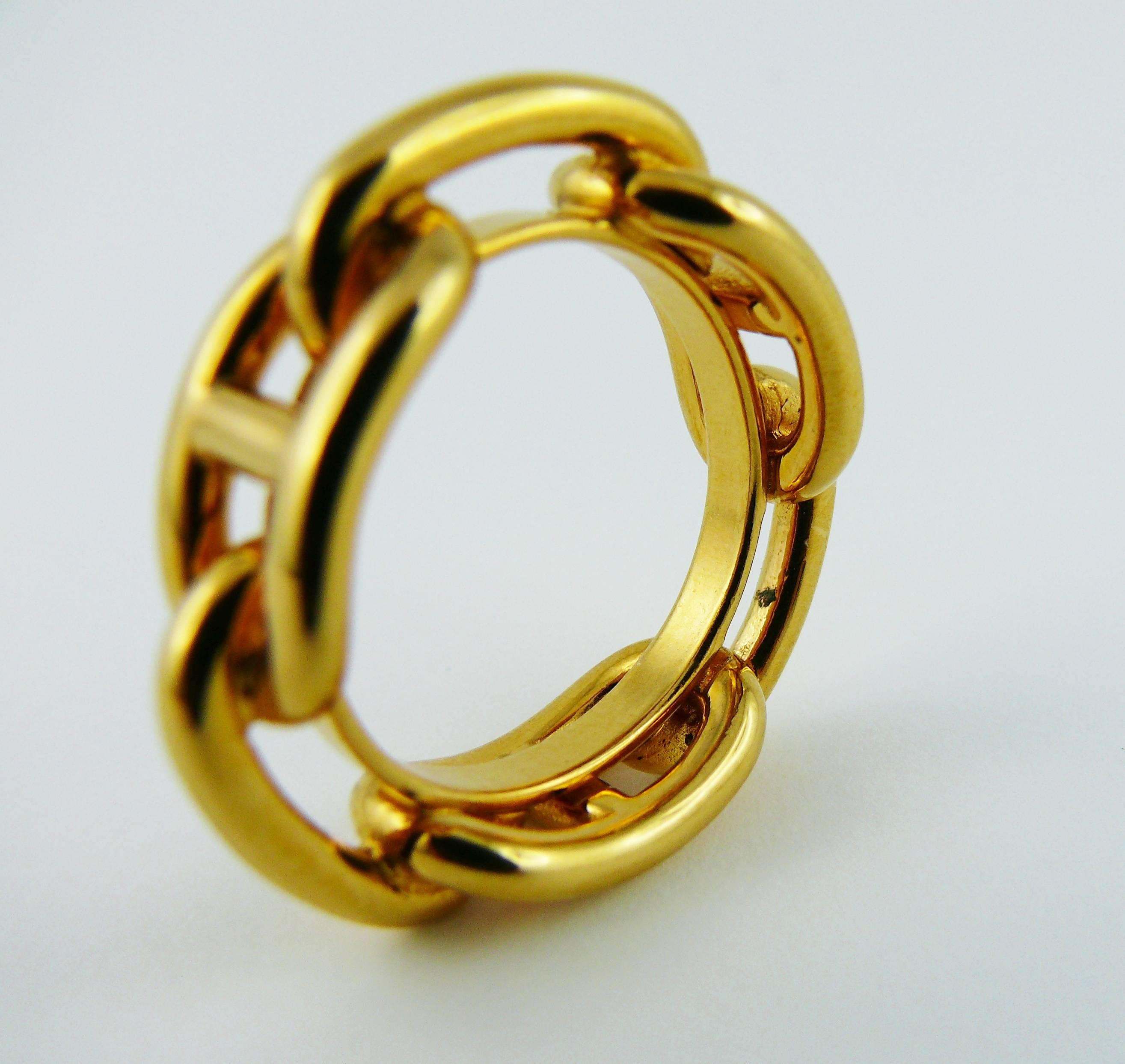 Hermes Gold Toned Chaine d'Ancre Scarf Ring 1