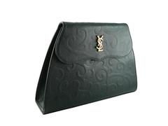 Yves Saint Laurent YSL Vintage Black Leather Arabesque Shoulder Bag