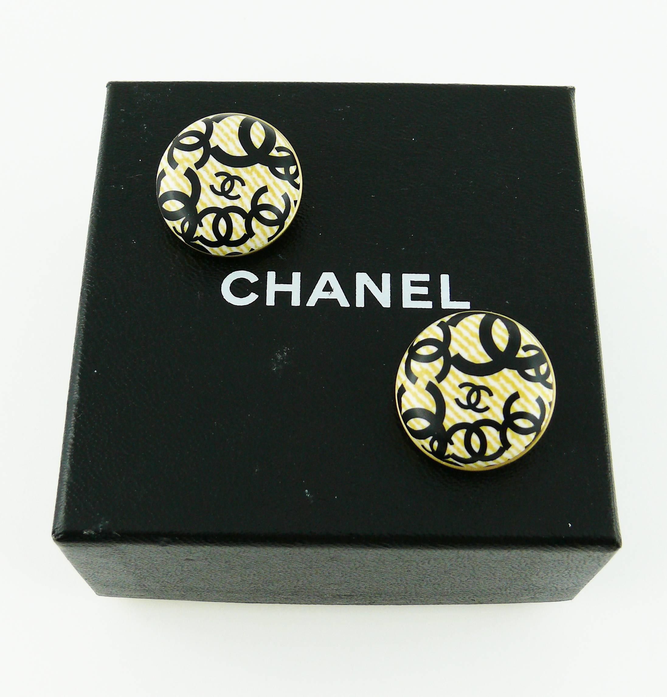 Women's Chanel Printed Logos Clip-On Earrings Spring 2002