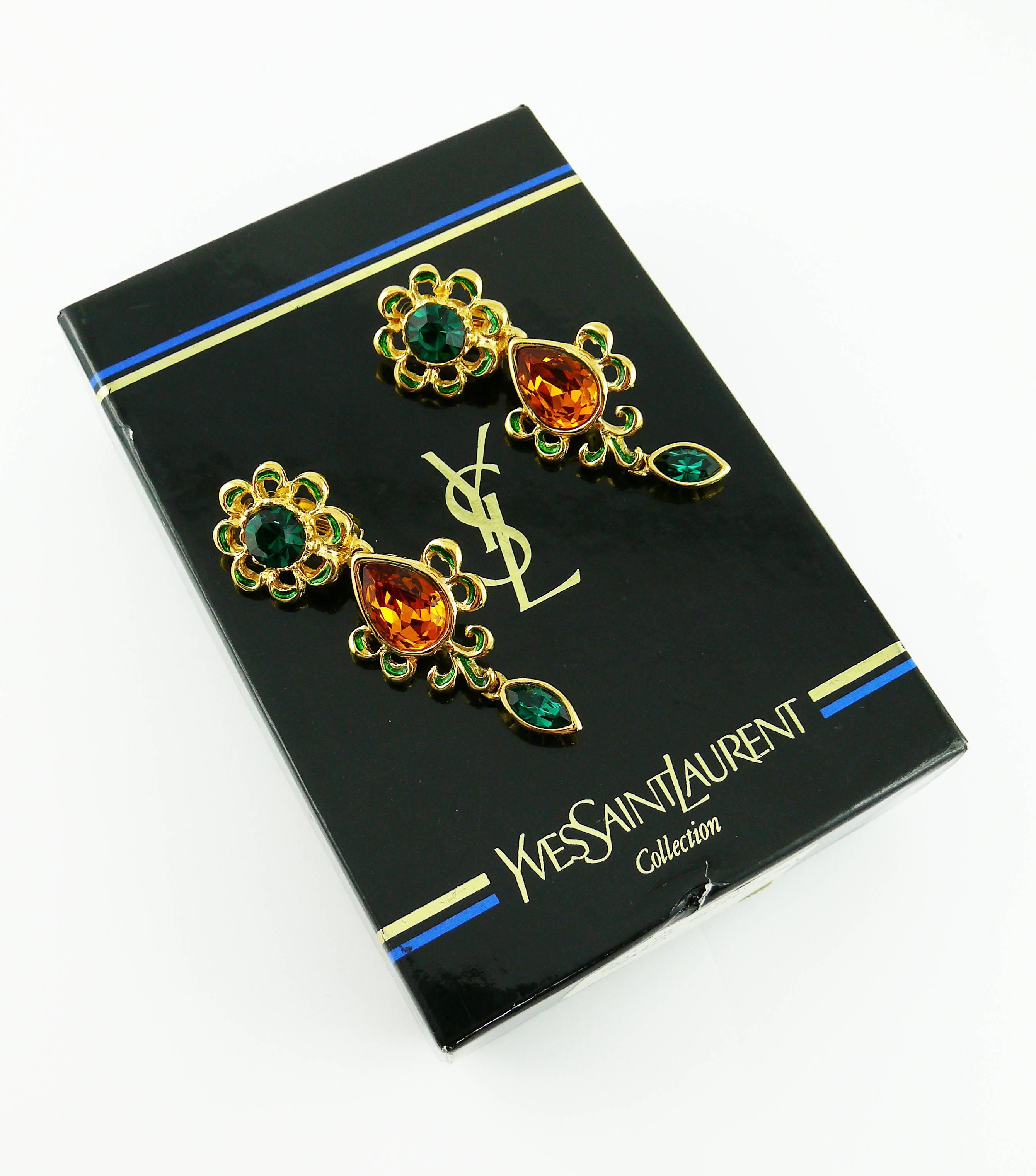 Yves Saint Laurent YSL Vintage Jewelled Dangling Earrings In Excellent Condition In Nice, FR