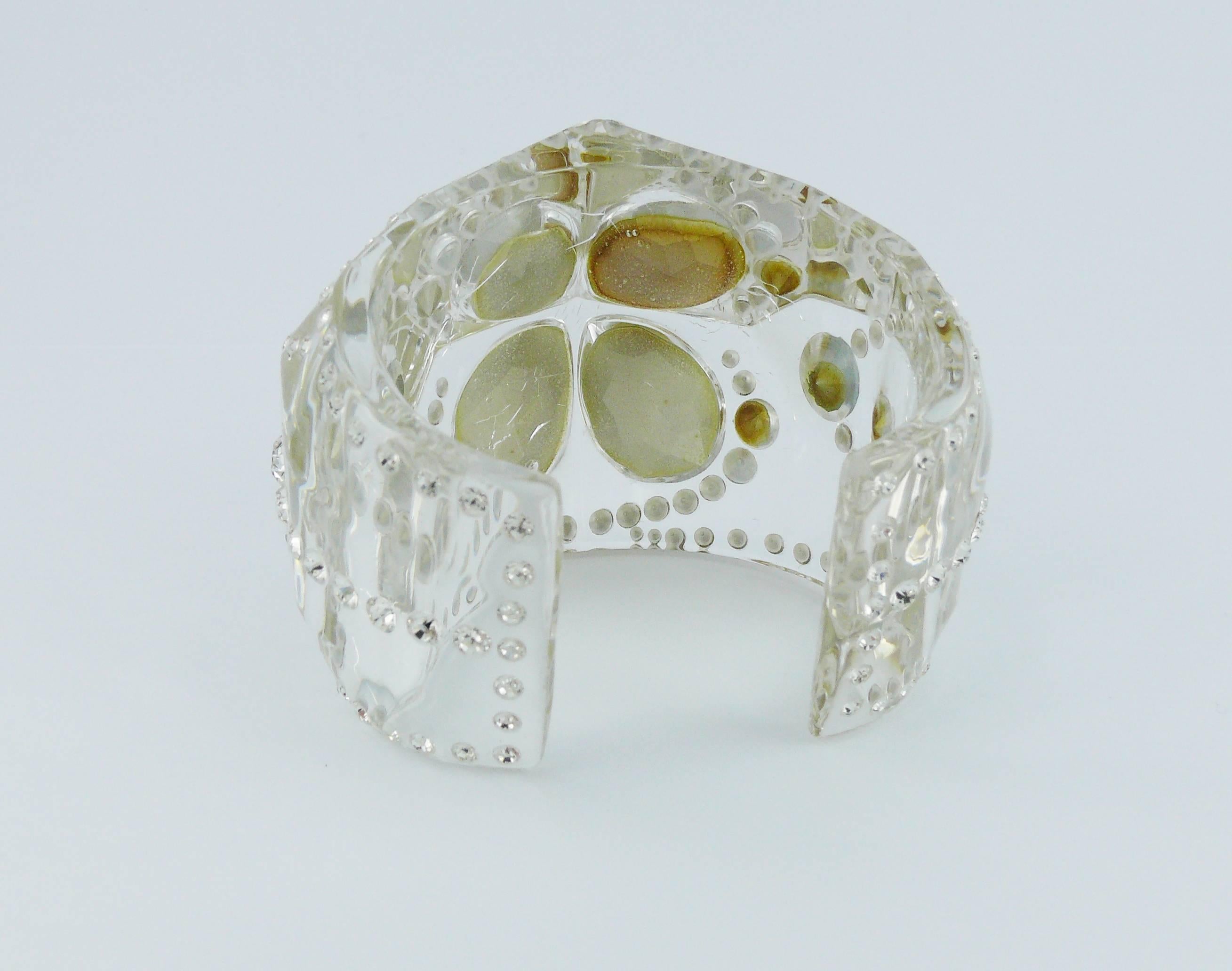 Christian Dior Clear Lucite and Crystal Cuff Bracelet 2