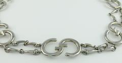 Gucci Vintage 1970er Silber getönten ikonischen Unterschrift Gürtel
