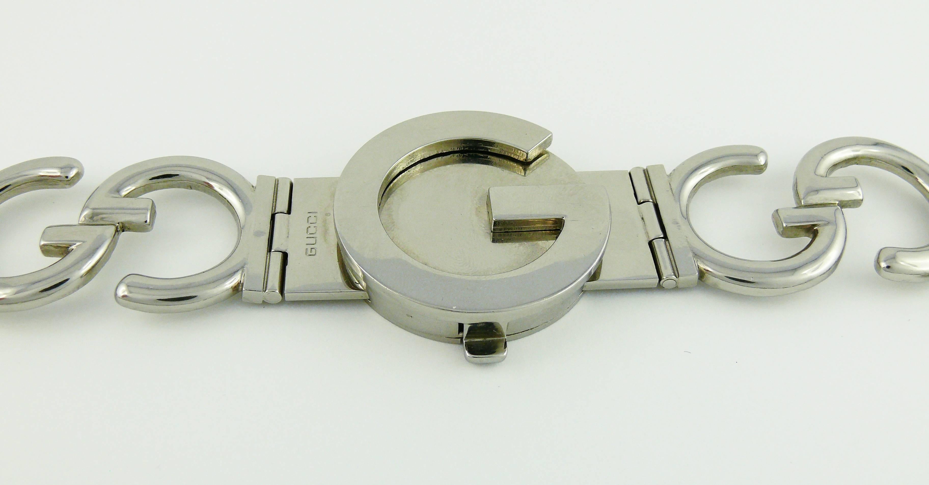 Gucci Vintage 1970s Silver Toned Iconic Signature Belt In Excellent Condition In Nice, FR