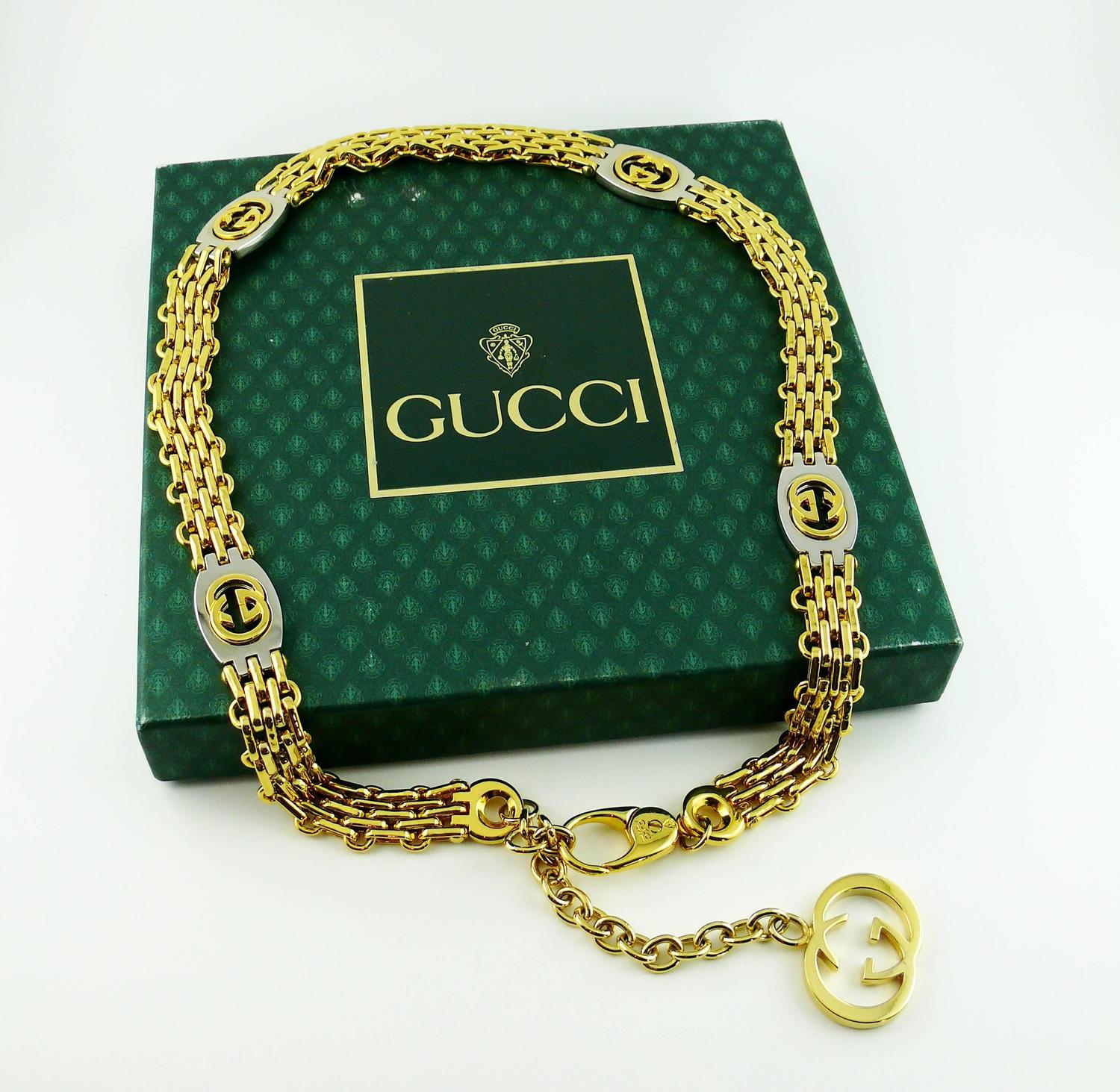Gucci Vintage Two Toned Chain Belt For Sale at 1stdibs