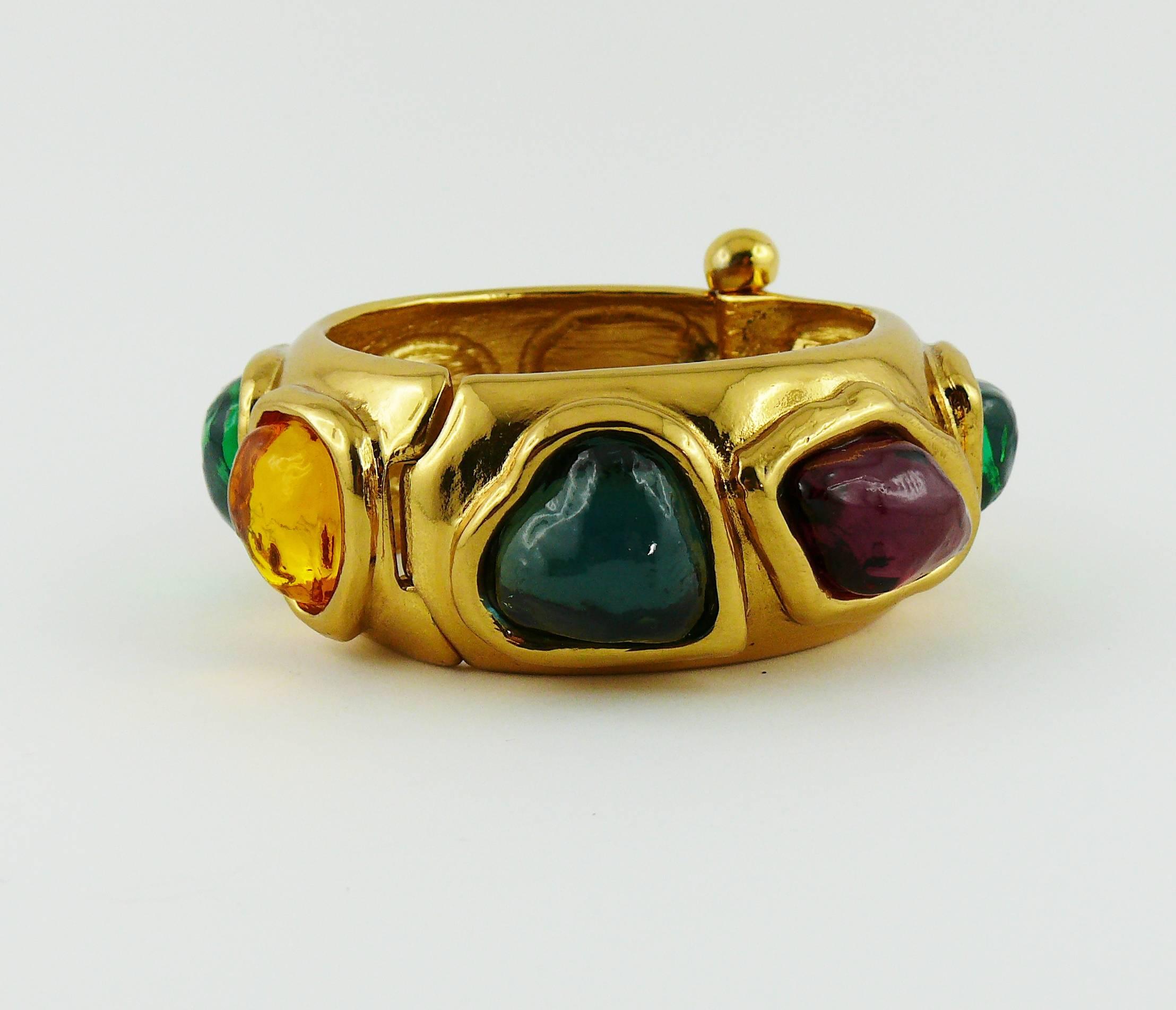 Yves Saint Laurent YSL Vintage Faux Gemstone Cuff Bracelet In Excellent Condition In Nice, FR