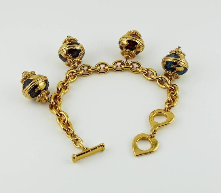 Yves Saint Laurent YSL Vintage Russian Style Enamel Charm Bracelet at