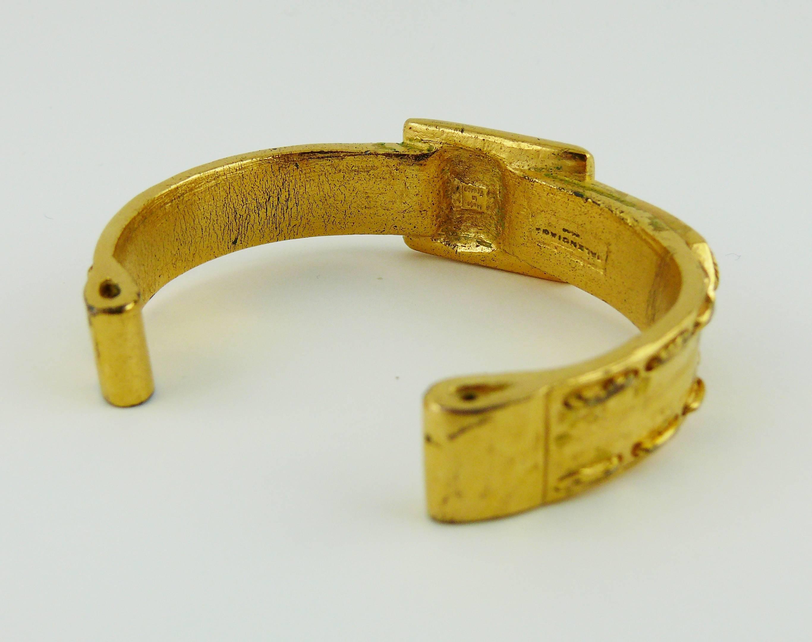 Balenciaga Vintage Gold Toned Belt Buckle Bangle Bracelet 1
