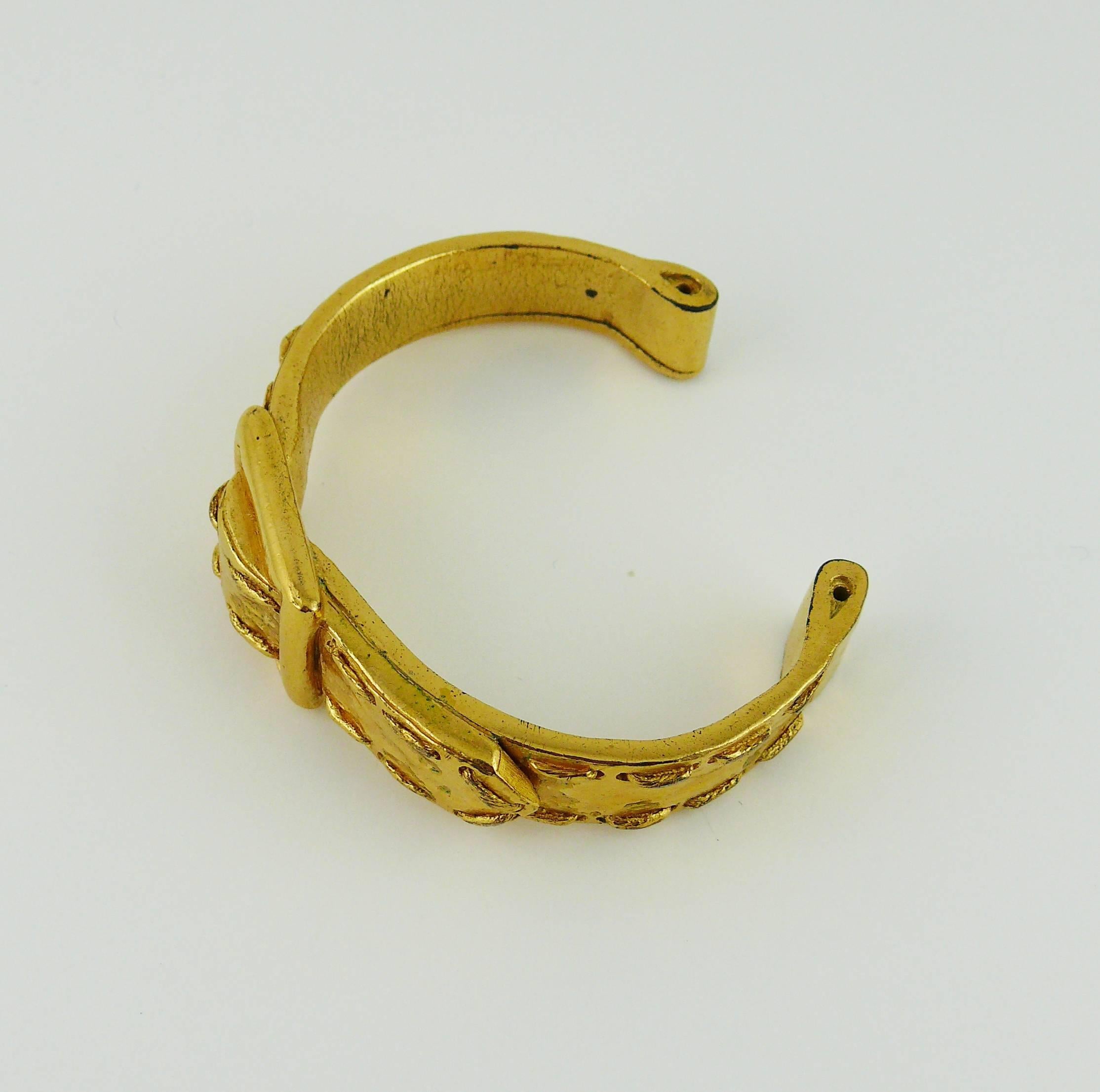 Balenciaga Vintage Gold Toned Belt Buckle Bangle Bracelet 3