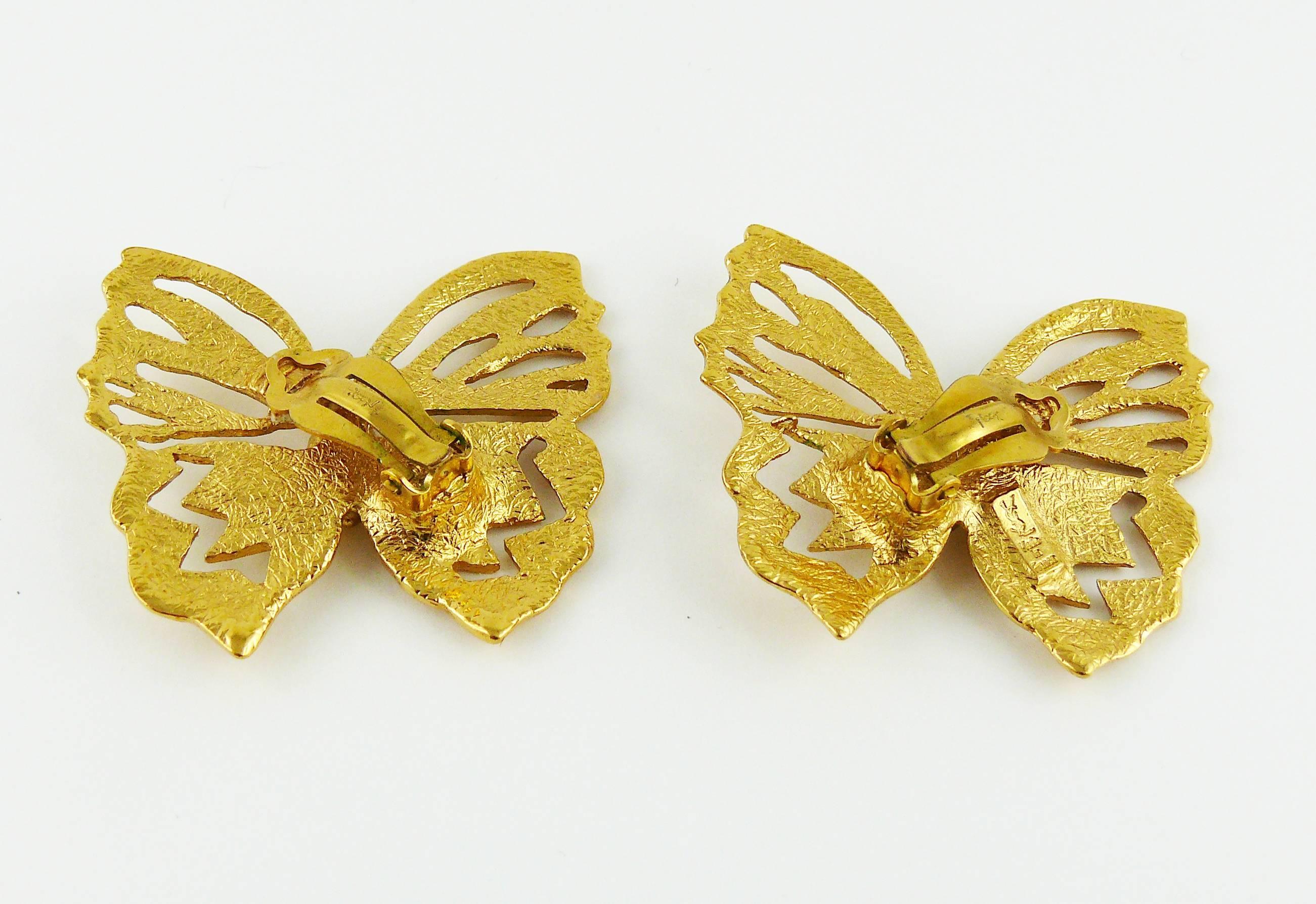 Yves Saint Laurent YSL Jewelled Butterfly Clip-On Earrings 1