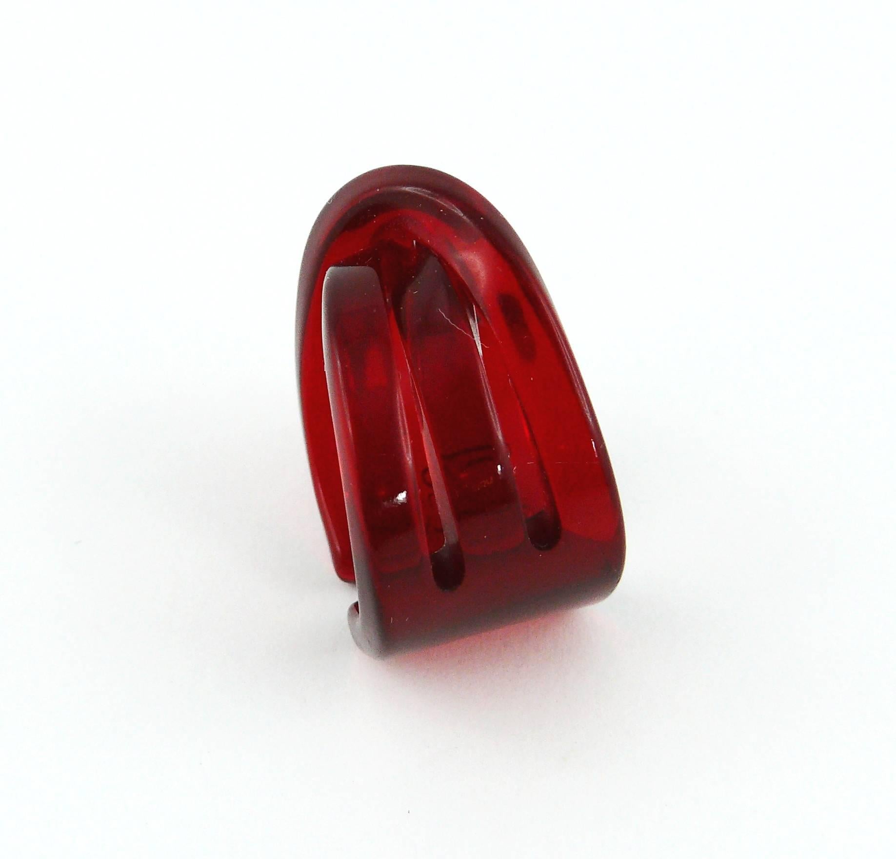Women's Christian Dior Sculptural Red Lucite Ring