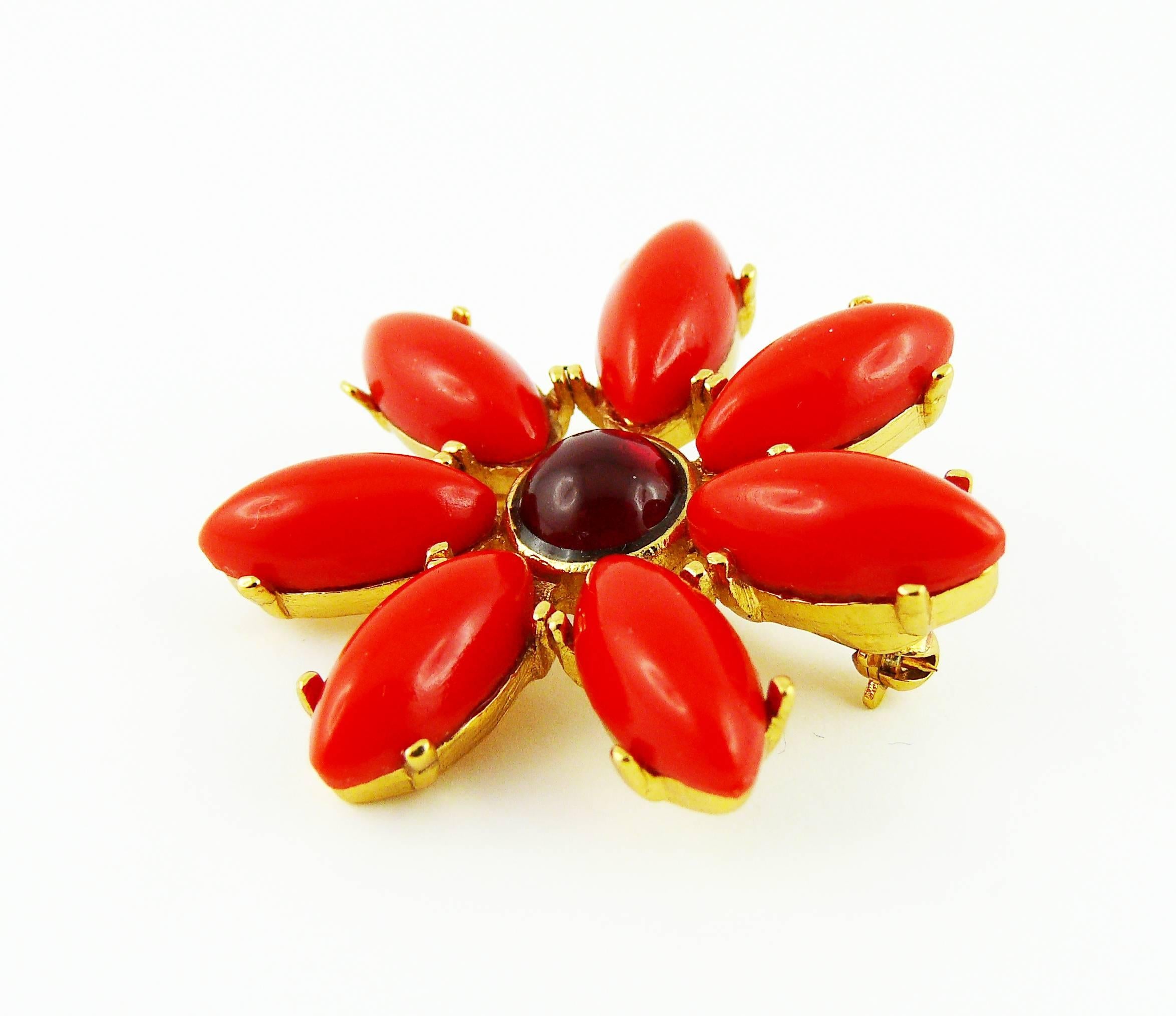 Yves Saint Laurent YSL Vintage Faux Coral Flower Brooch In Excellent Condition In Nice, FR