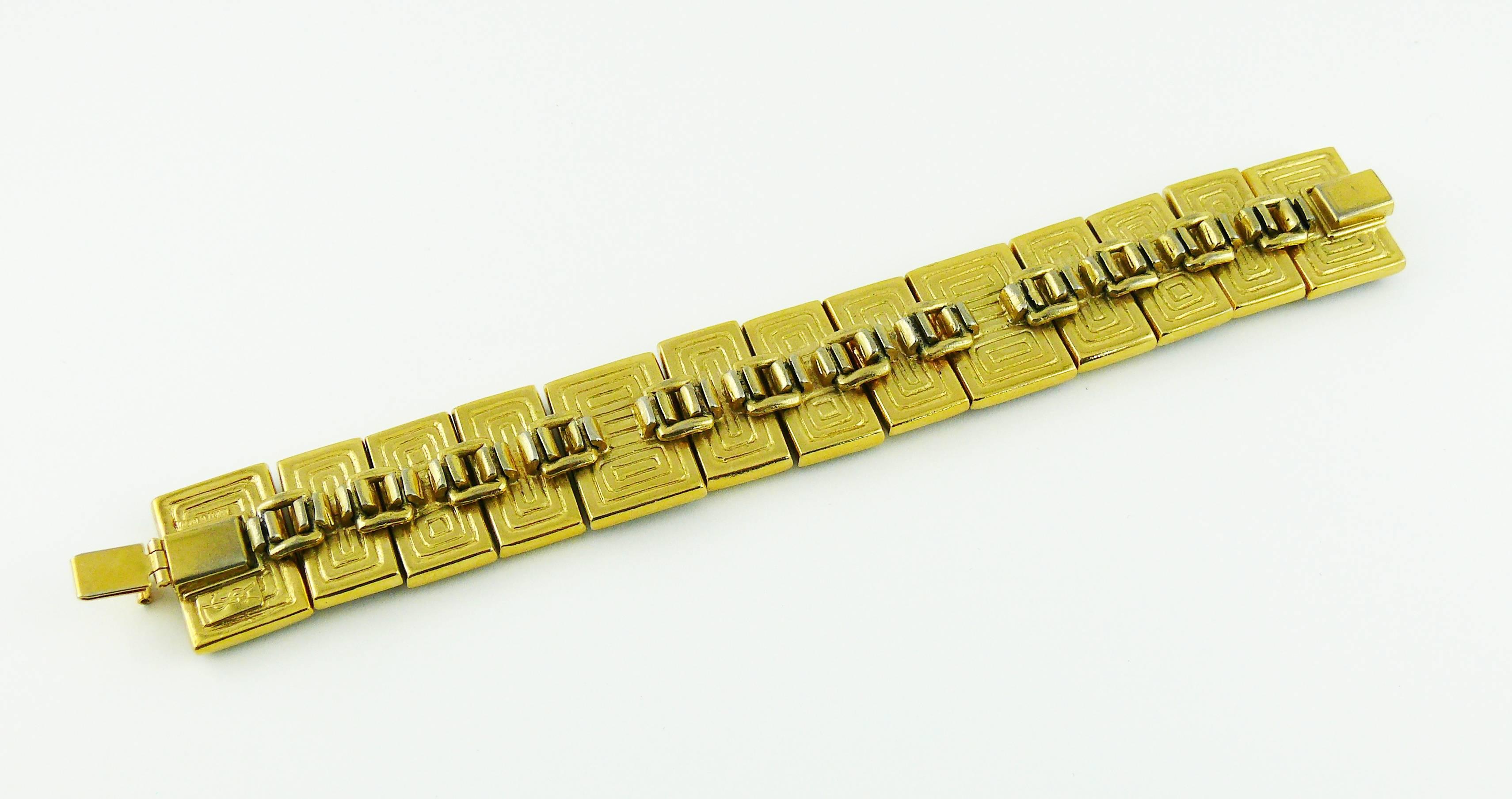 Yves Saint Laurent YSL Vintage Art Deco Inspired Geometric Bracelet In Excellent Condition In Nice, FR