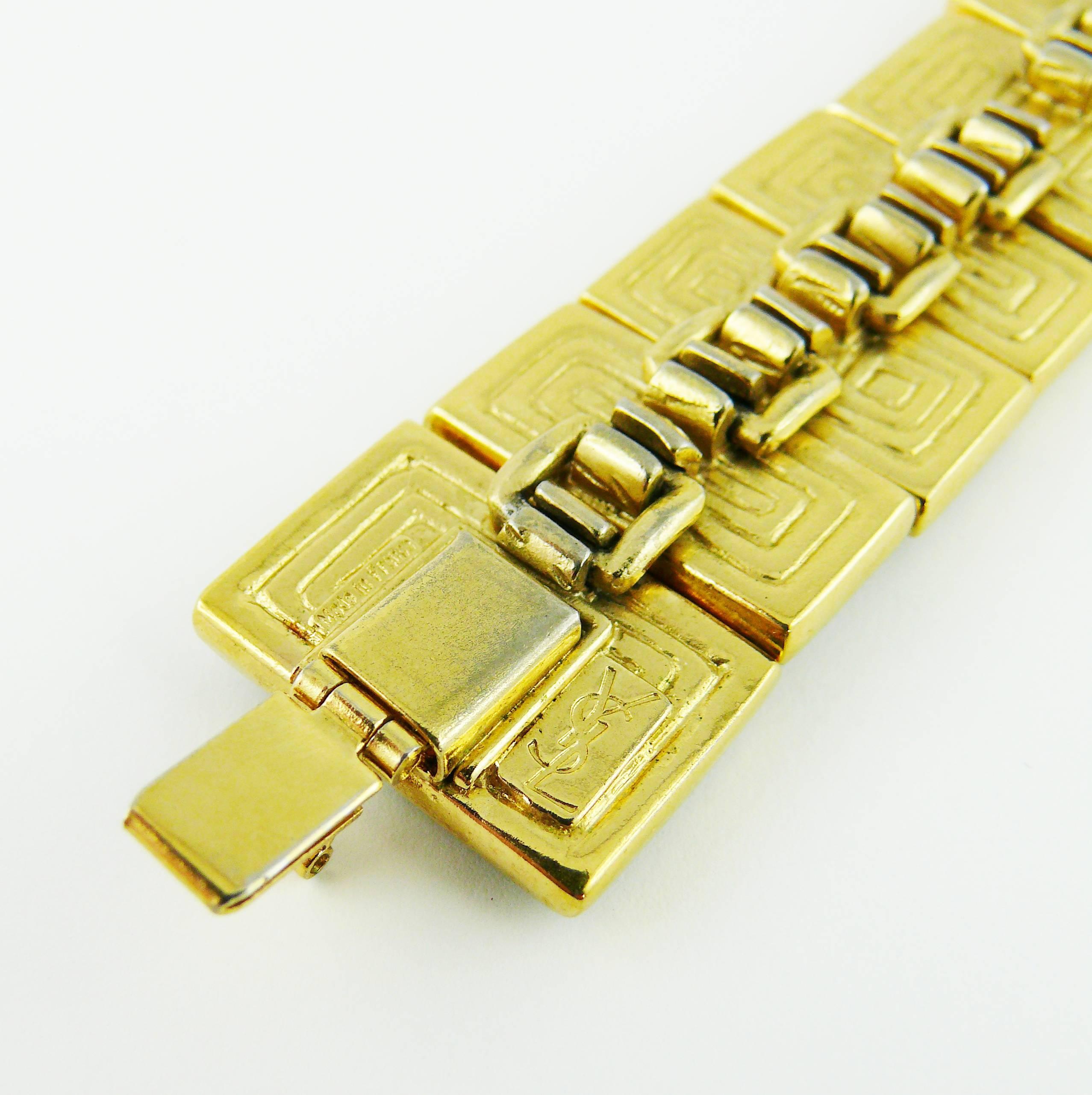 Women's Yves Saint Laurent YSL Vintage Art Deco Inspired Geometric Bracelet