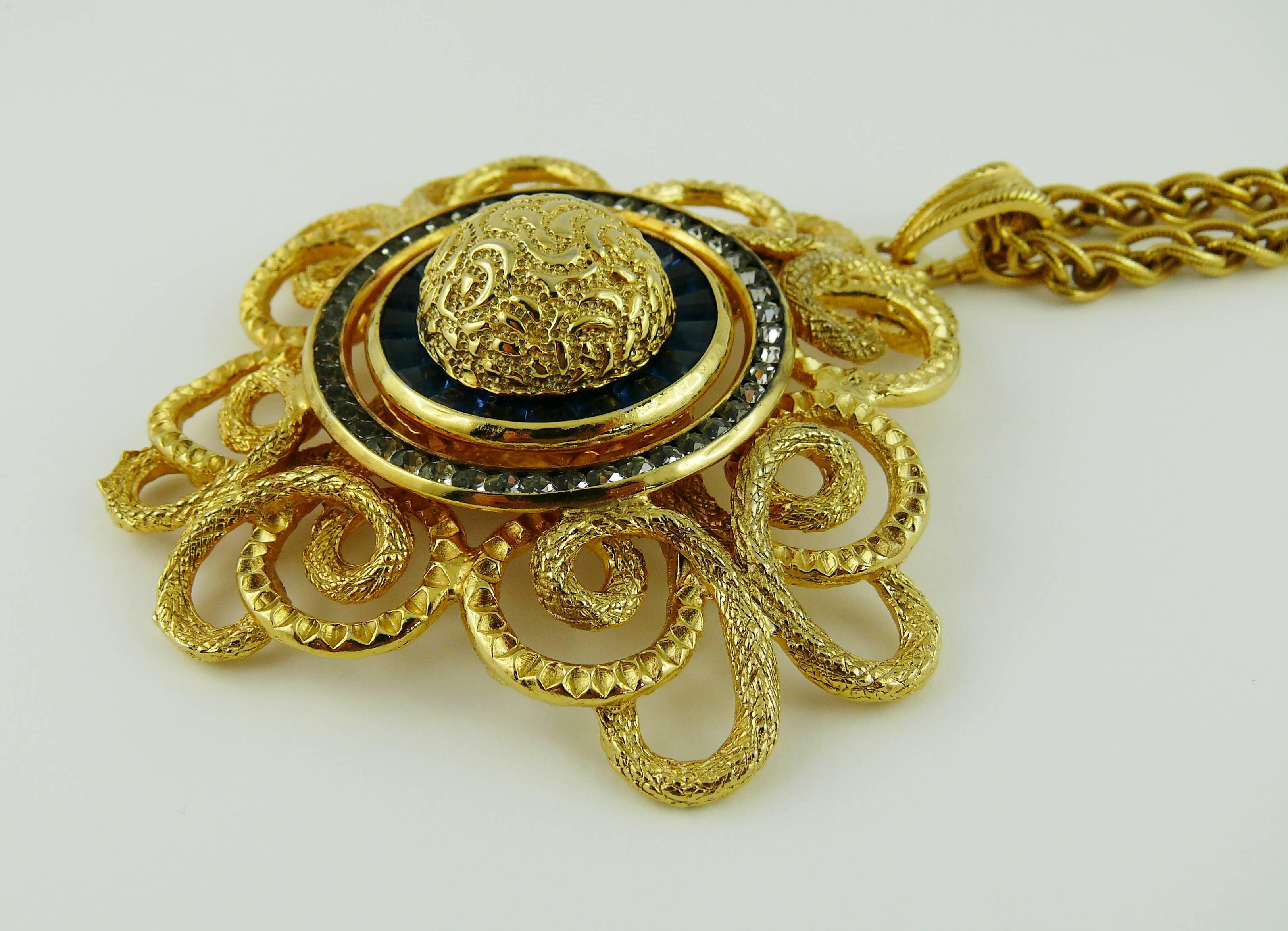 Lucien Piccard Vintage Massive Jewelled Pendant Necklace In Excellent Condition For Sale In Nice, FR