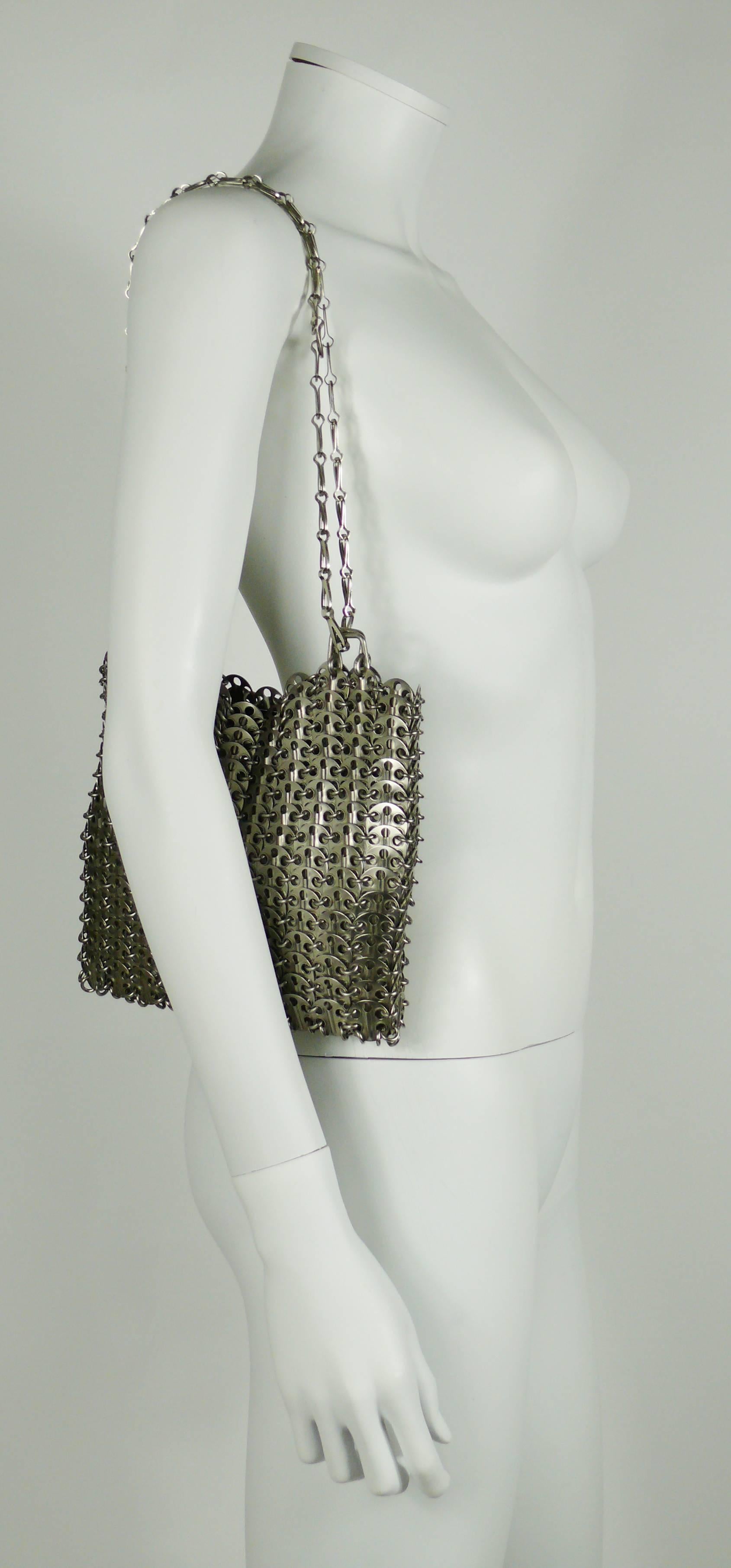 PACO RABANNE vintage iconic silver tone chain mail bag 