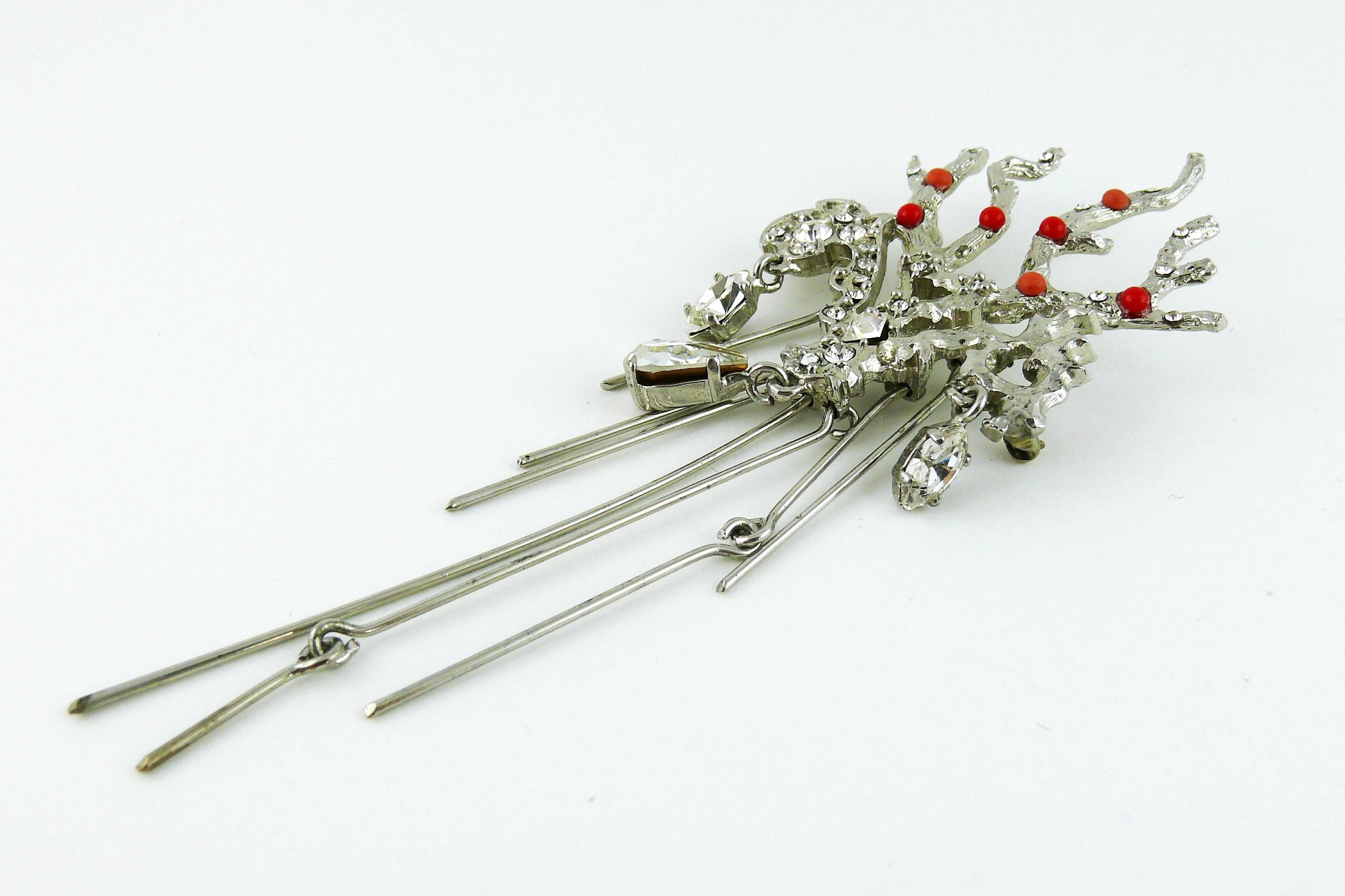 Christian Lacroix Jewelled Coral Branch Design Brooch In Good Condition In Nice, FR