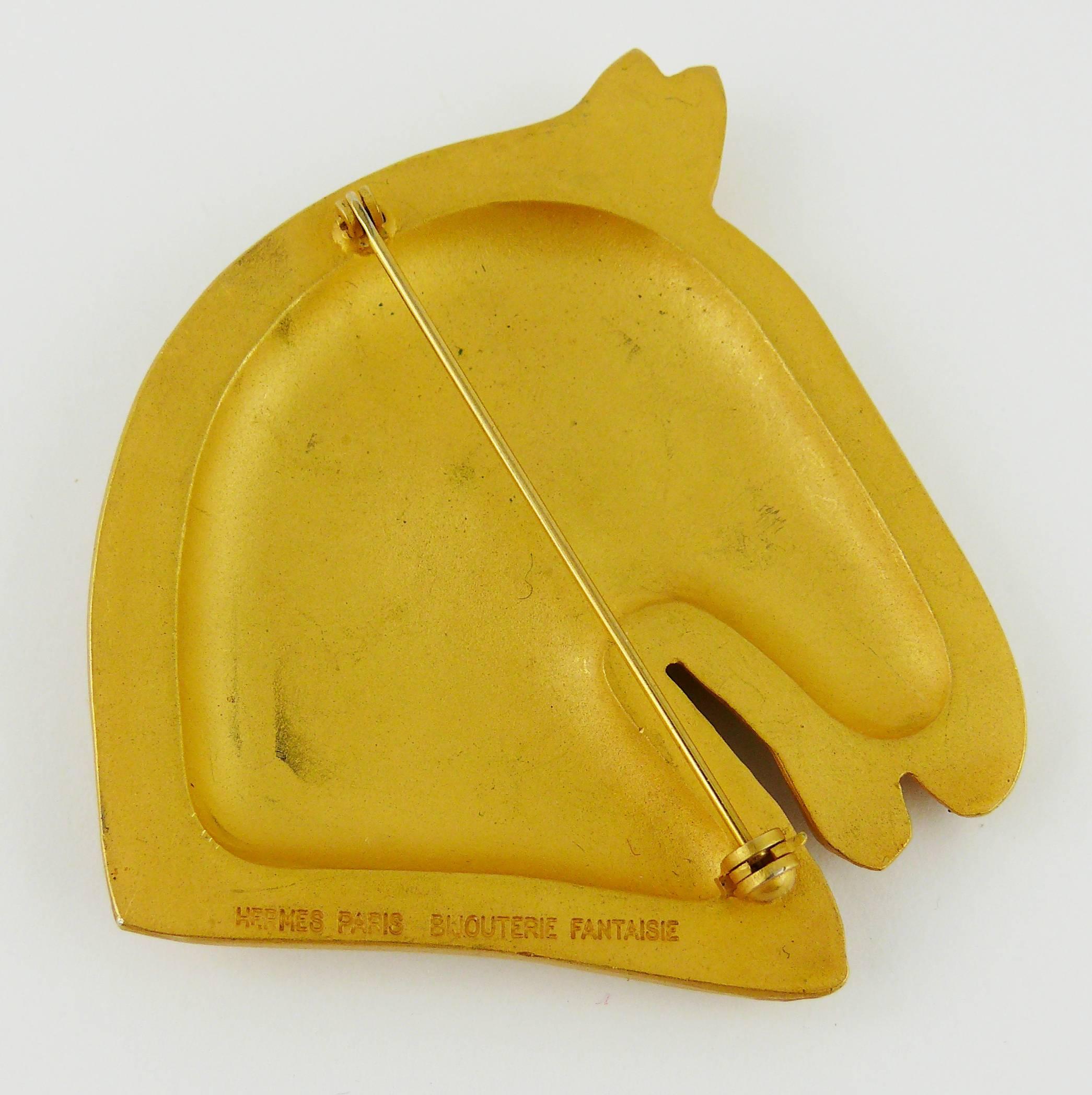 Women's Hermes Vintage Massive Gold Tone Horse Head Brooch