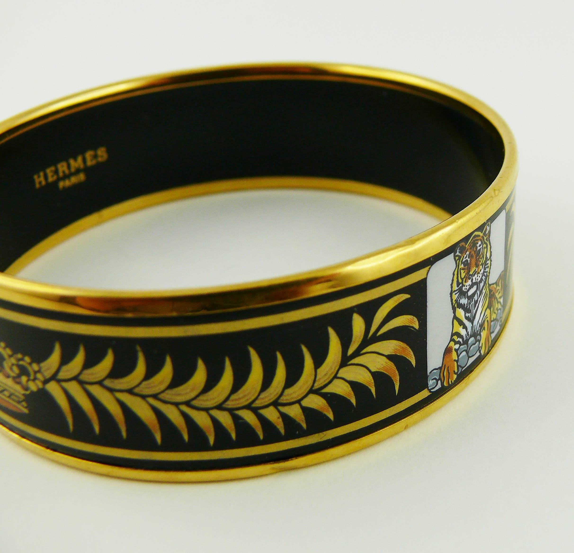 Women's Hermes Rare Tigre Royal Wide Enamel Bracelet PM 65