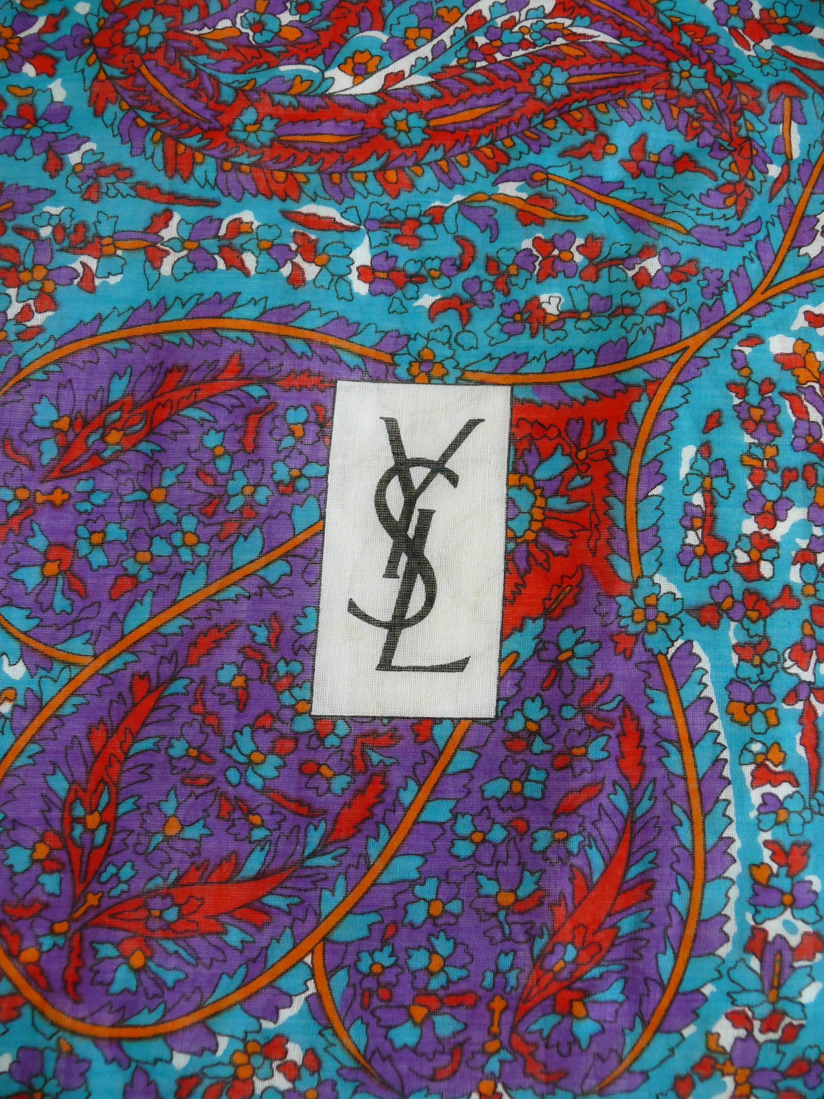 Yves Saint Laurent YSL Vintage Large Paisley Cotton Voile Scarf 1